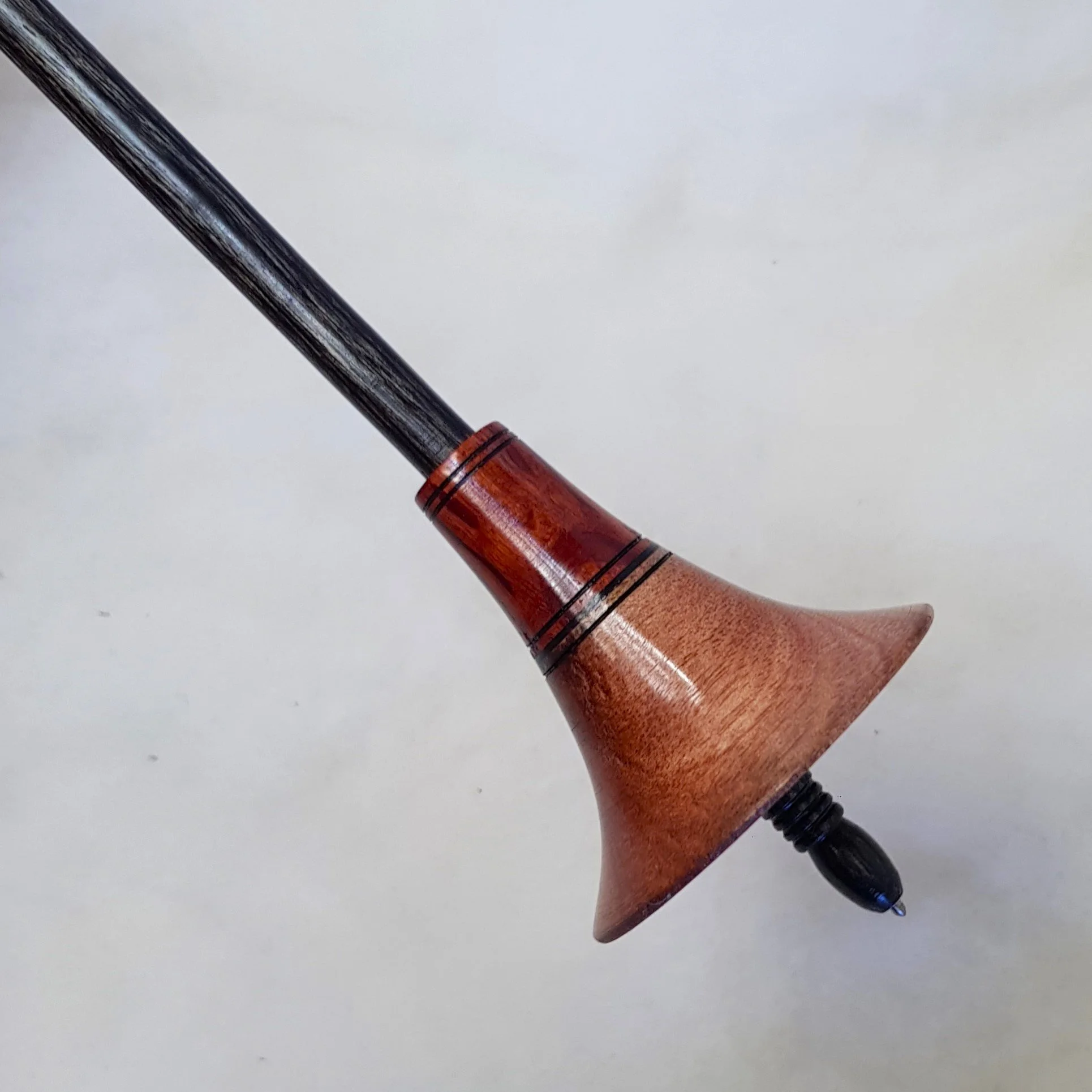 Signature Series - Reverse Cone - Light Weight, Titanium Tip Support Spindle, made with Very Highly Figured Mango Wood,Highly Figured Jarrah, and Frogwood.