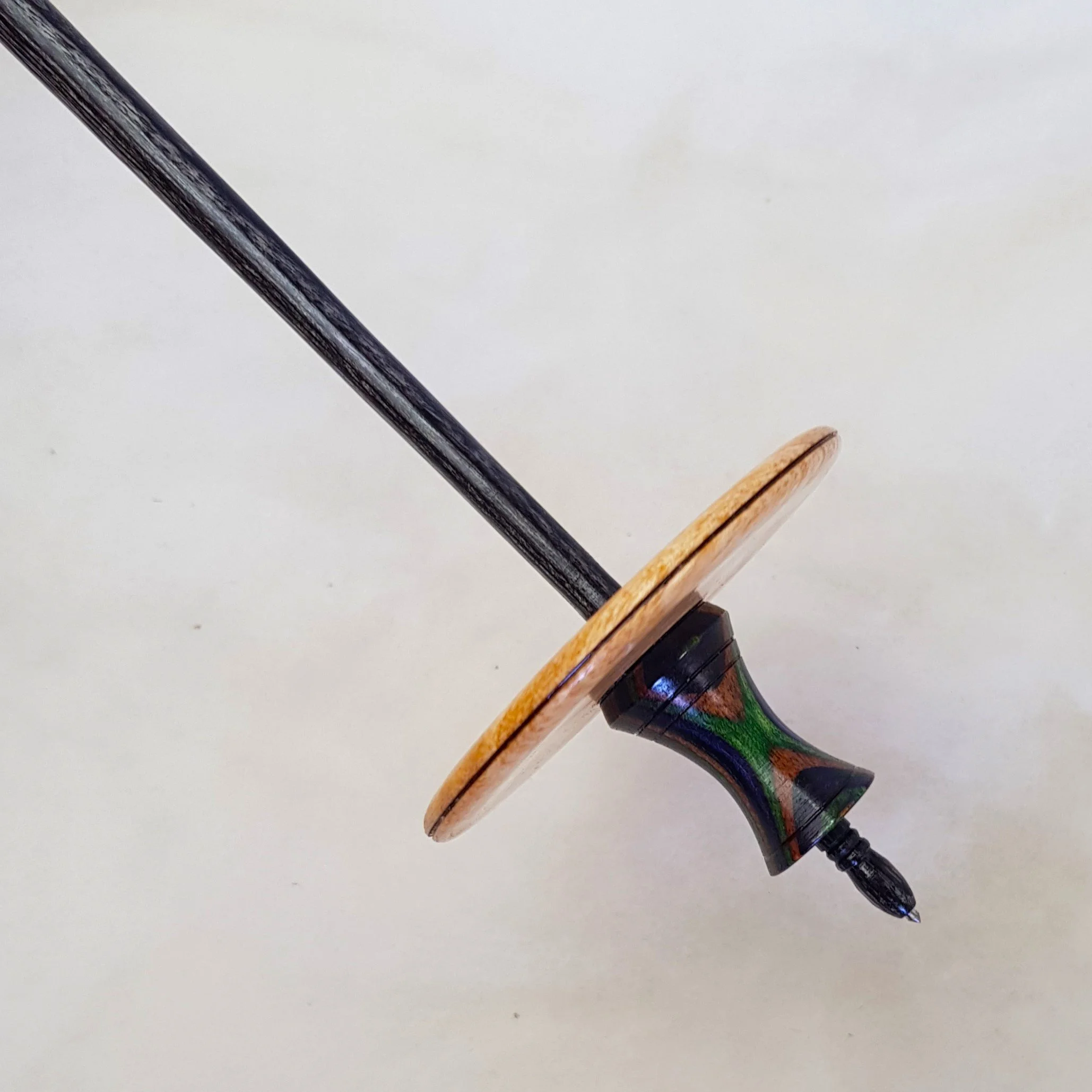 Signature Series : Gosstyle Spindle - Light Weight, Titanium Tipped Supported Spindle made in Highly Figured Crows Ash, Dymondwood, and Frogwood.