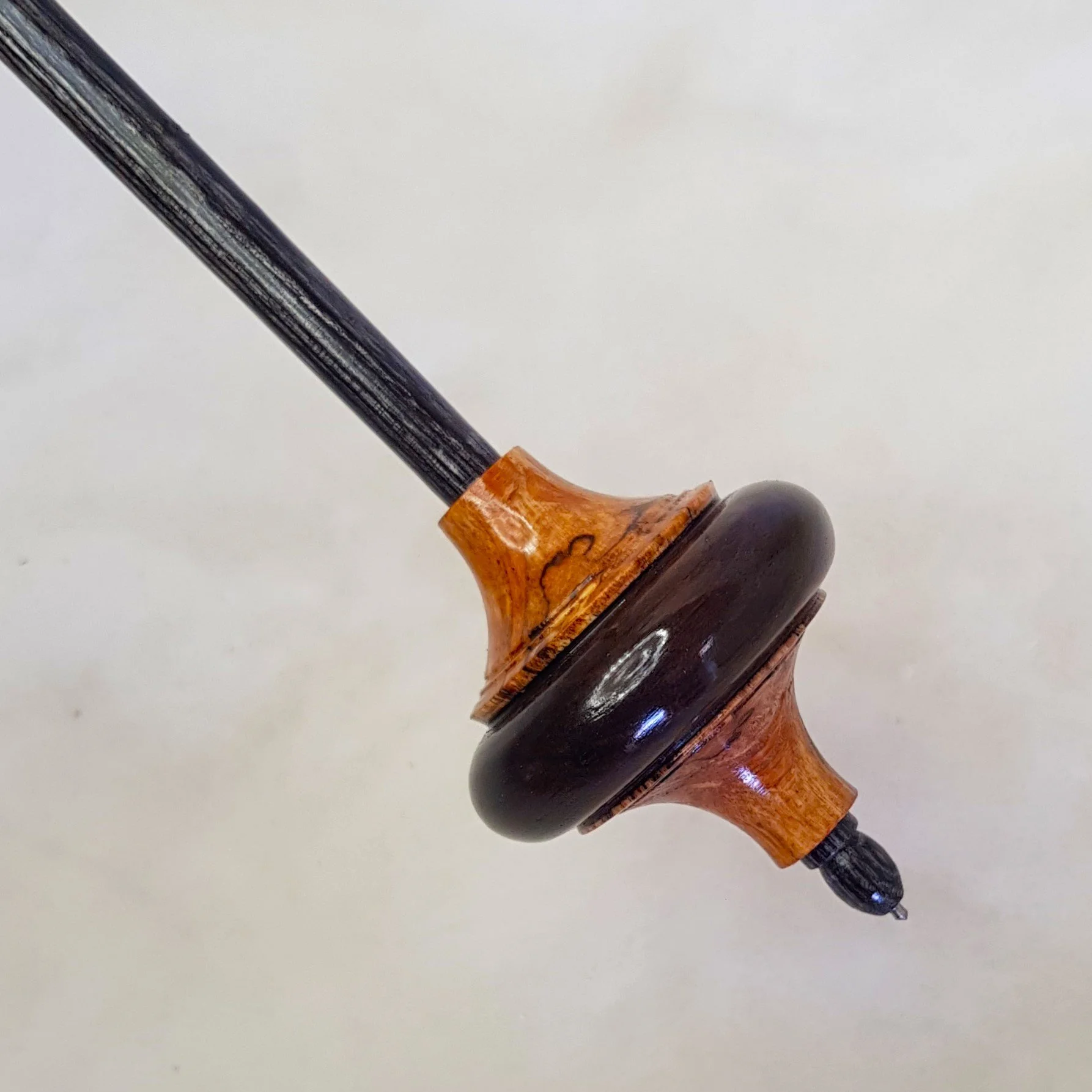 Signature Series - Dynamo - Medium Light Weight, Titanium Tip Support Spindle, made with Highly Figured Ziricote, Highly Figured and Spalted River Oak, and Frogwood.