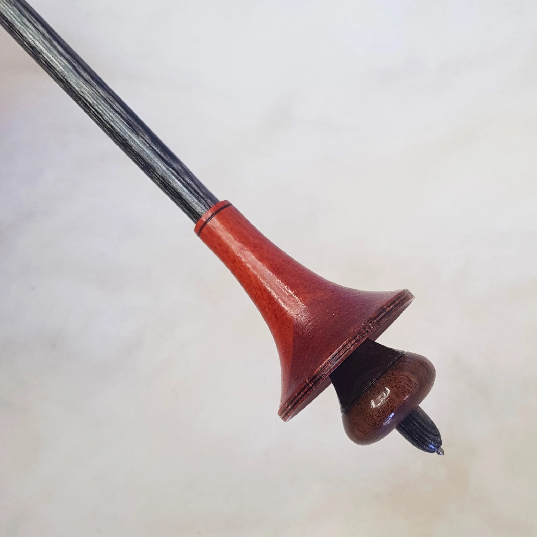 Signature Series - Fungos - Light Weight, Russian style supported spindle in, Figured Jarrah, Figured Hairy Oak, and Frogwood.