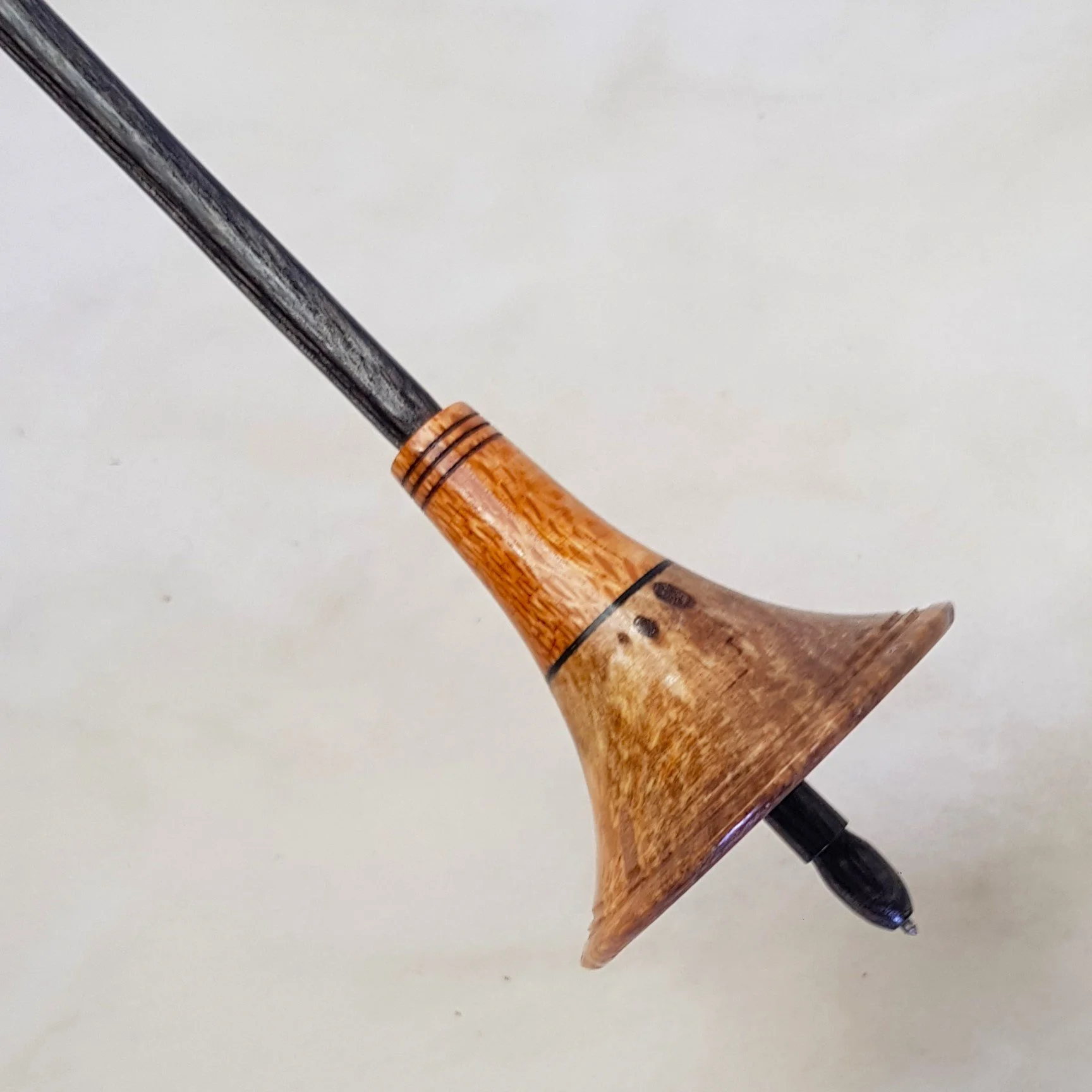 Signature Series - Reverse Cone - Light Weight, Titanium Tip Support Spindle, made with Spalted and Figured Quandong, Silky Oak, and Frogwood.