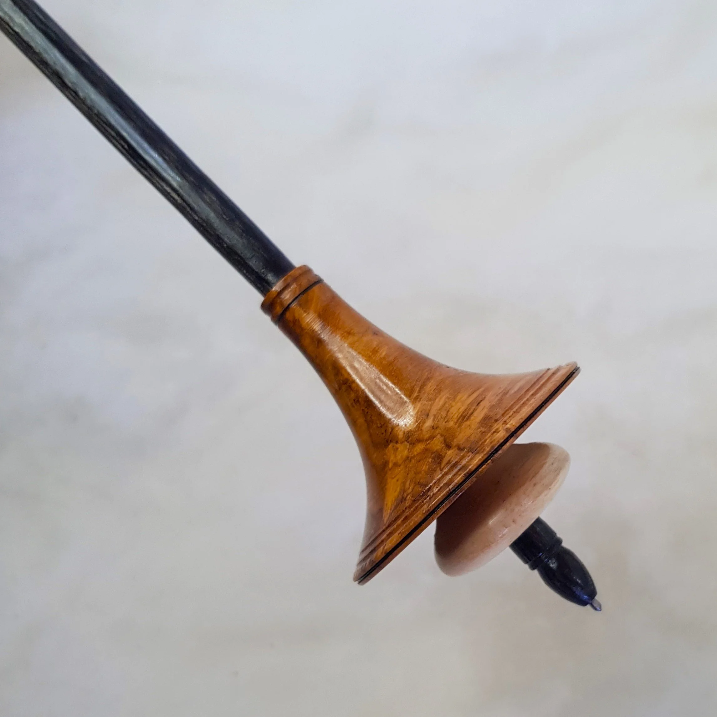Signature Series - Fungos - Light Weight, Russian style supported spindle in, Highly Figured Teak Burl, Highly Figured Quandong, and Frogwood.