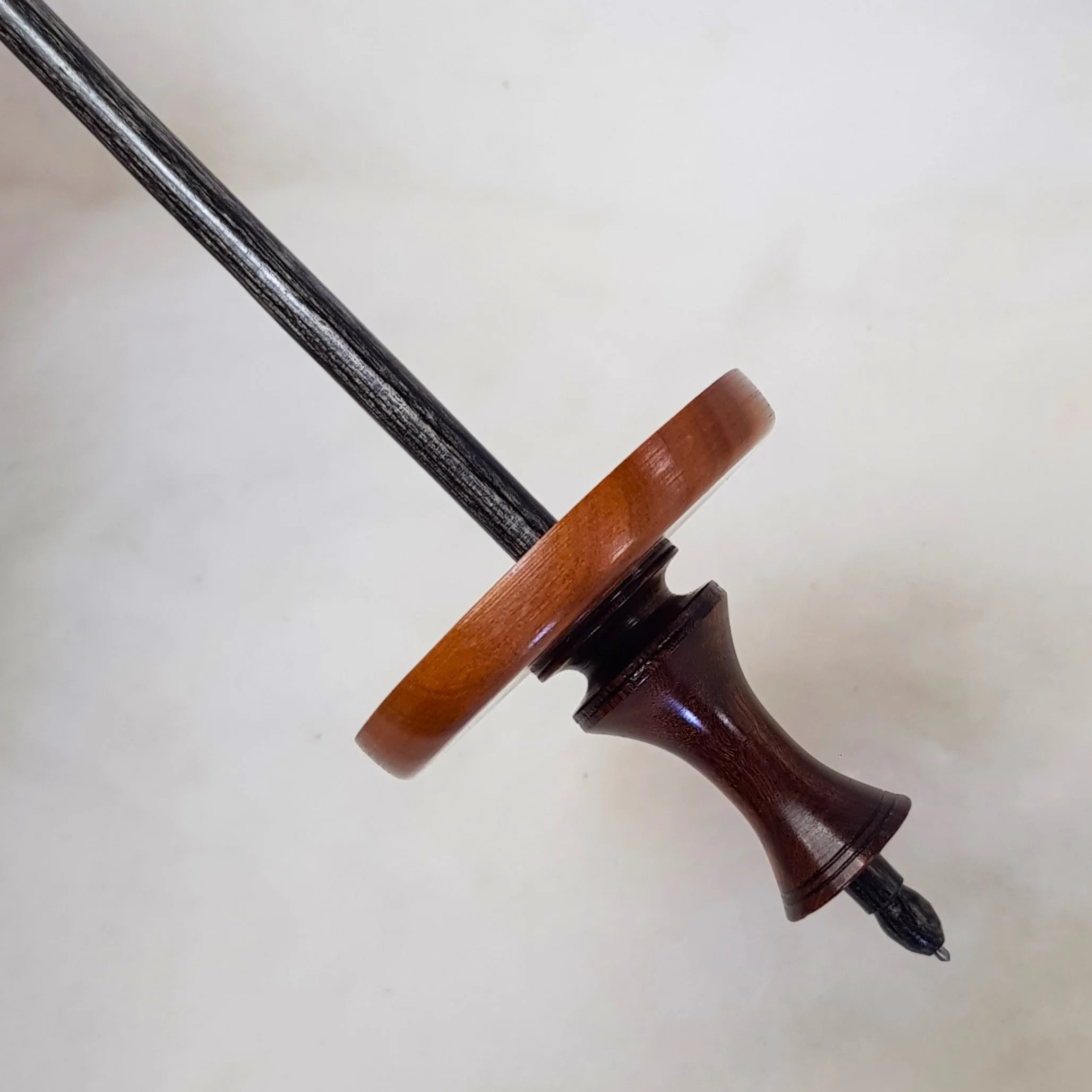 Signature Series - Pu Yok - Medium Light Weight, Tibetan Style  Supported Spindle in Very Highly Figured Budgeroo, Highly Figured Gidgee, and Frogwood.