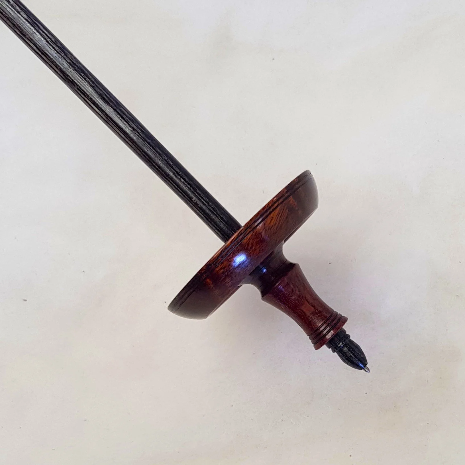 Signature Series - Pu Yok - Light Weight, Tibetan Style  Supported Spindle in Highly Figured Ring Gidgee, Highly Figured Beefwood, and Frogwood.