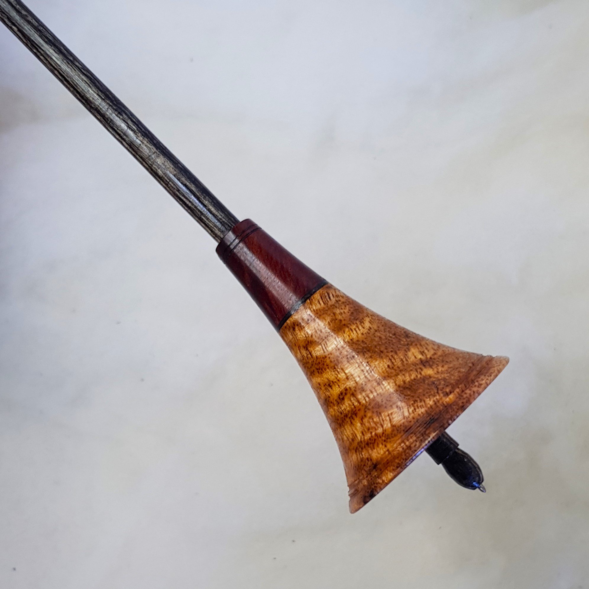 Signature Series - Reverse Cone - Light Weight, Titanium Tip Support Spindle, made with Highly Figured Red Caribbean, Flame Oak, and Frogwood.