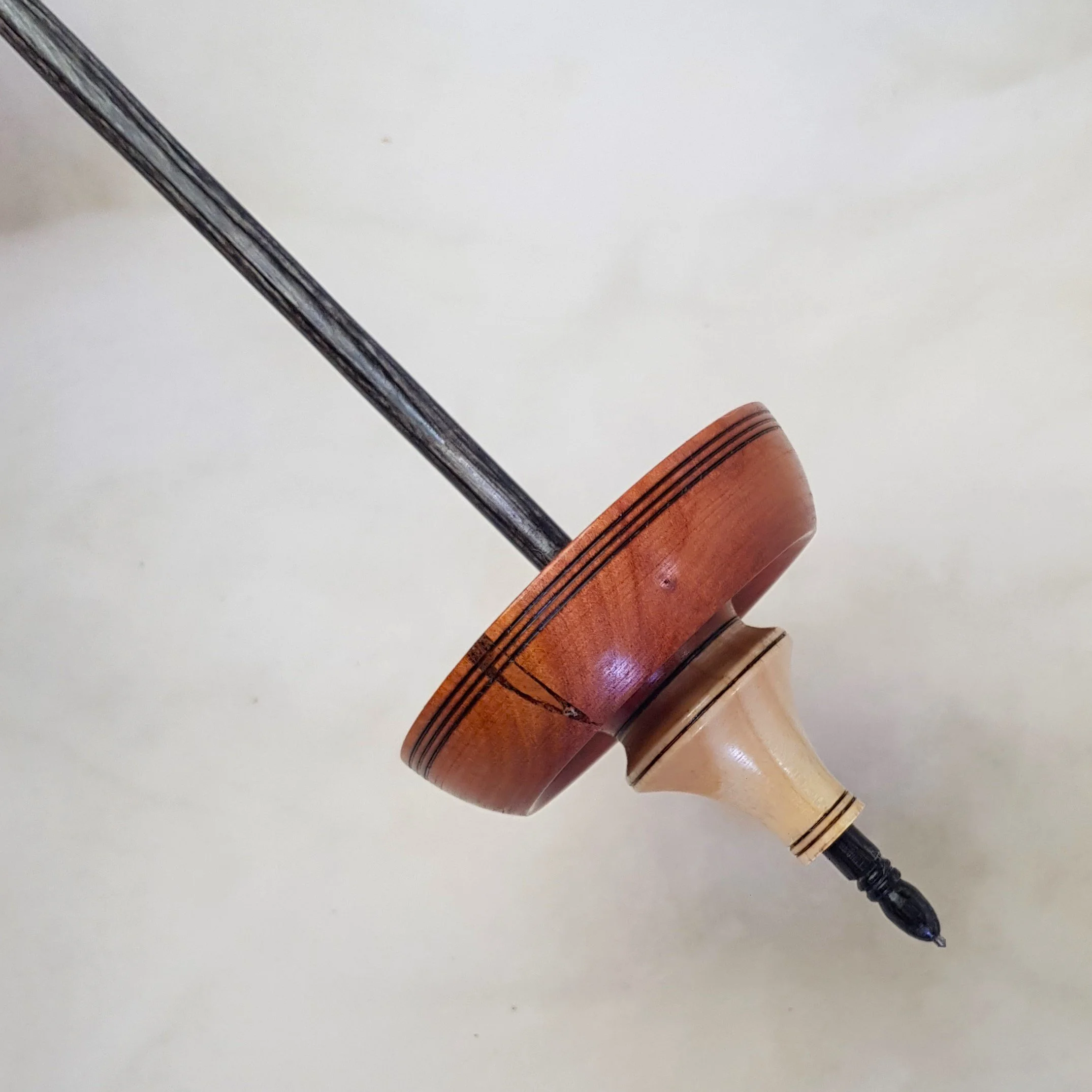 Signature Series - Pu Yok - Medium Heavy Weight, Tibetan Style  Supported Spindle in Highly Figured Native Cherry, Figured Quandong, and Frogwood.