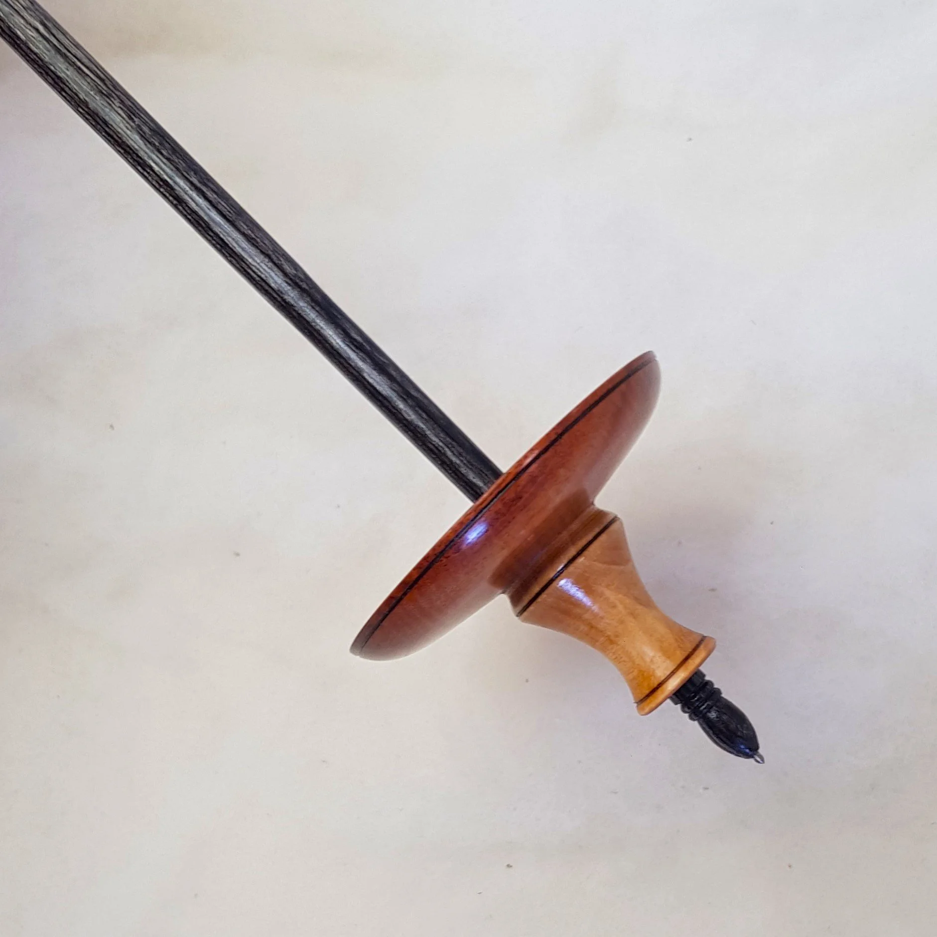 Signature Series - Pu Yok - Light Weight, Tibetan Style  Supported Spindle in Highly Figured Ring Mulga, Figured Hornbeam, and Frogswood.