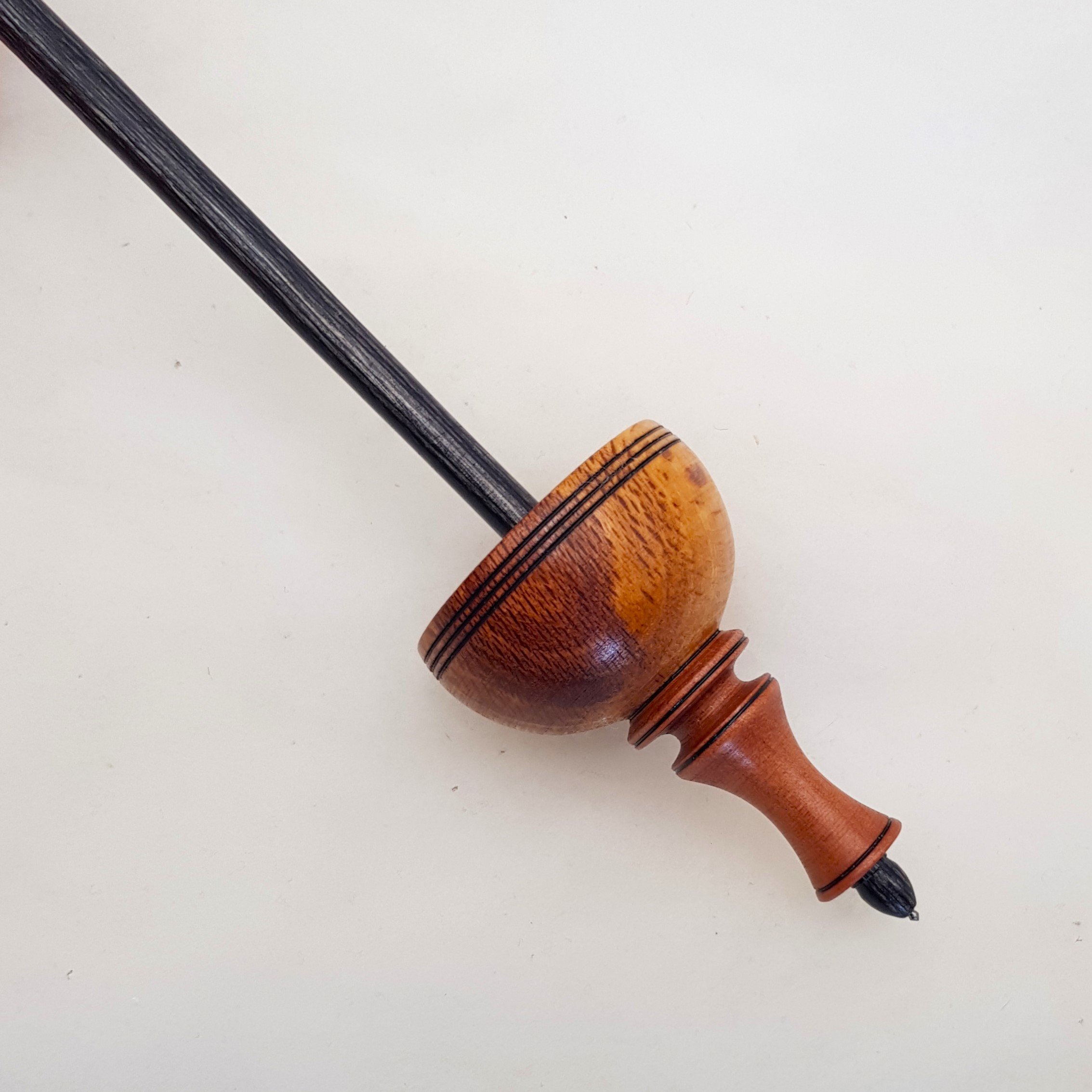 Signature Series - Tibetan - Light Weight Titanium Tipped Supported Spindle in Figured Silky Oak, Tasmanian Myrtle, and Frogwood..