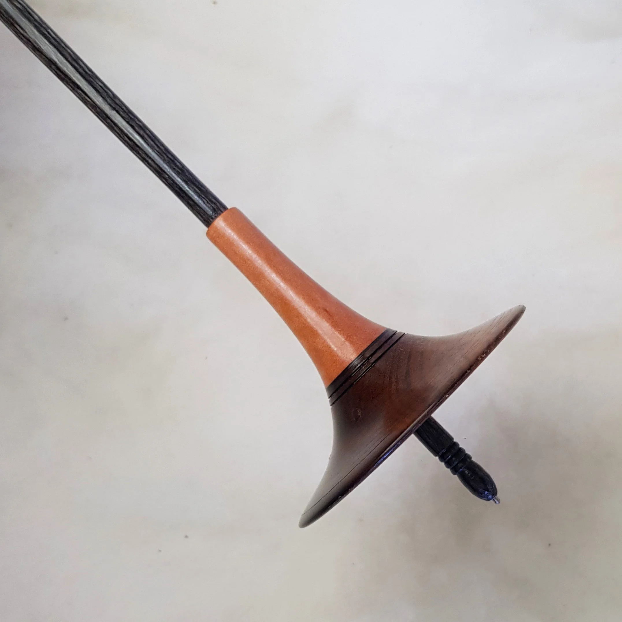 Signature Series - Tulipo - Light Weight, Titanium Tip Support Spindle, made with Highly Figured Black Sassafras, Tasmanian Myrtle, and Frogwood.