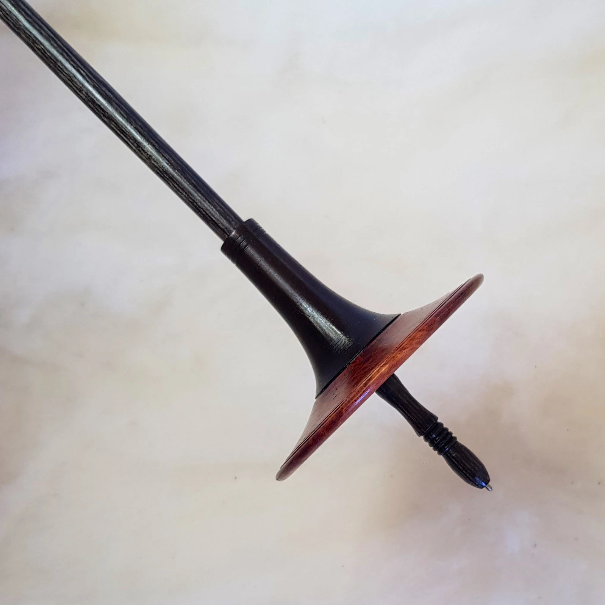 "Kaladin" - Limited Edition - Tulipo - Medium Weight, Titanium Tip Support Spindle, made with Red Morrel Burl, Highly Figured Pheasantwood, and Frogwood.