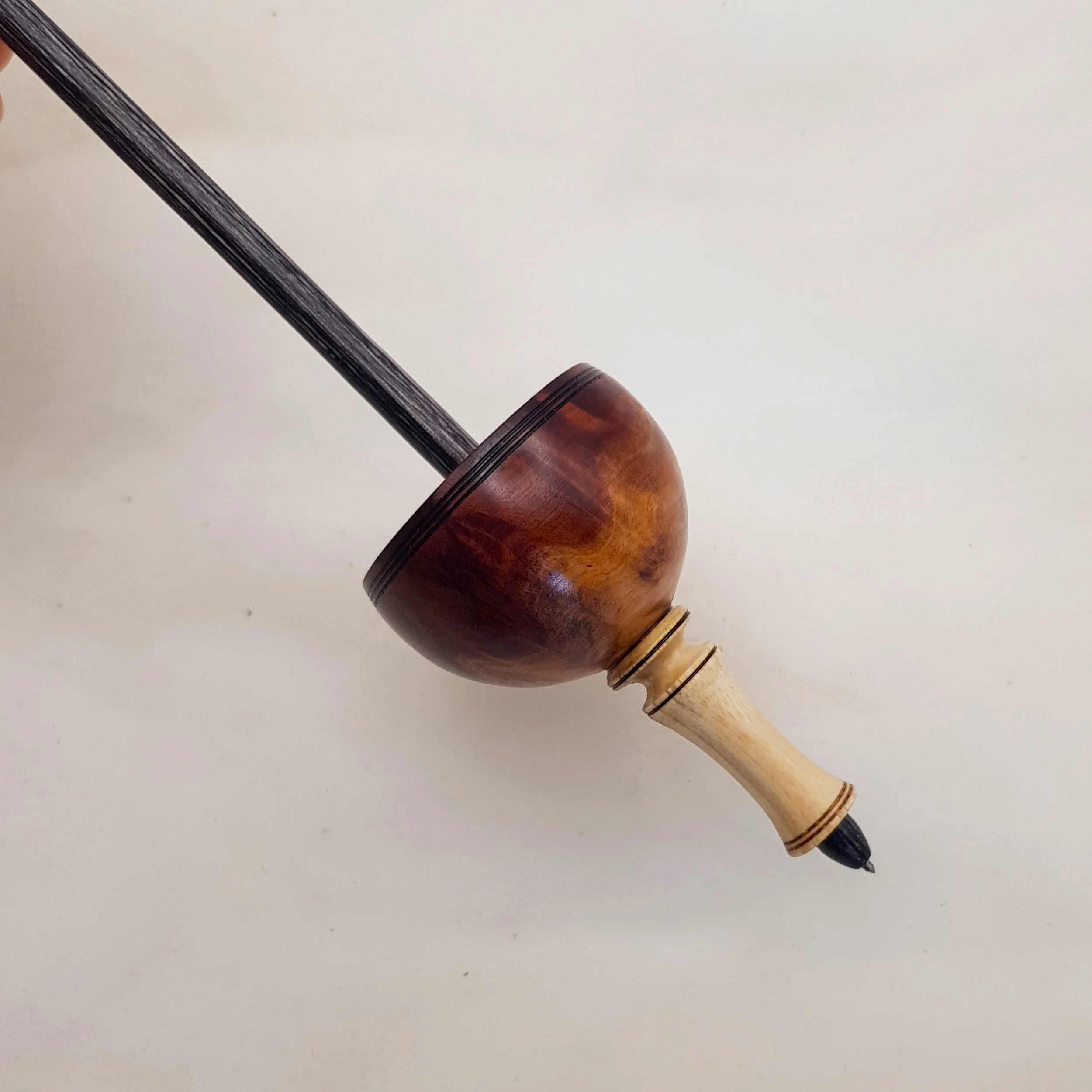 "Murcatto" - Limited Edition - Tibetan - Medium Heavy Weight Support Spindle in Red Morrel Burl, Quandong, and Frogwood.