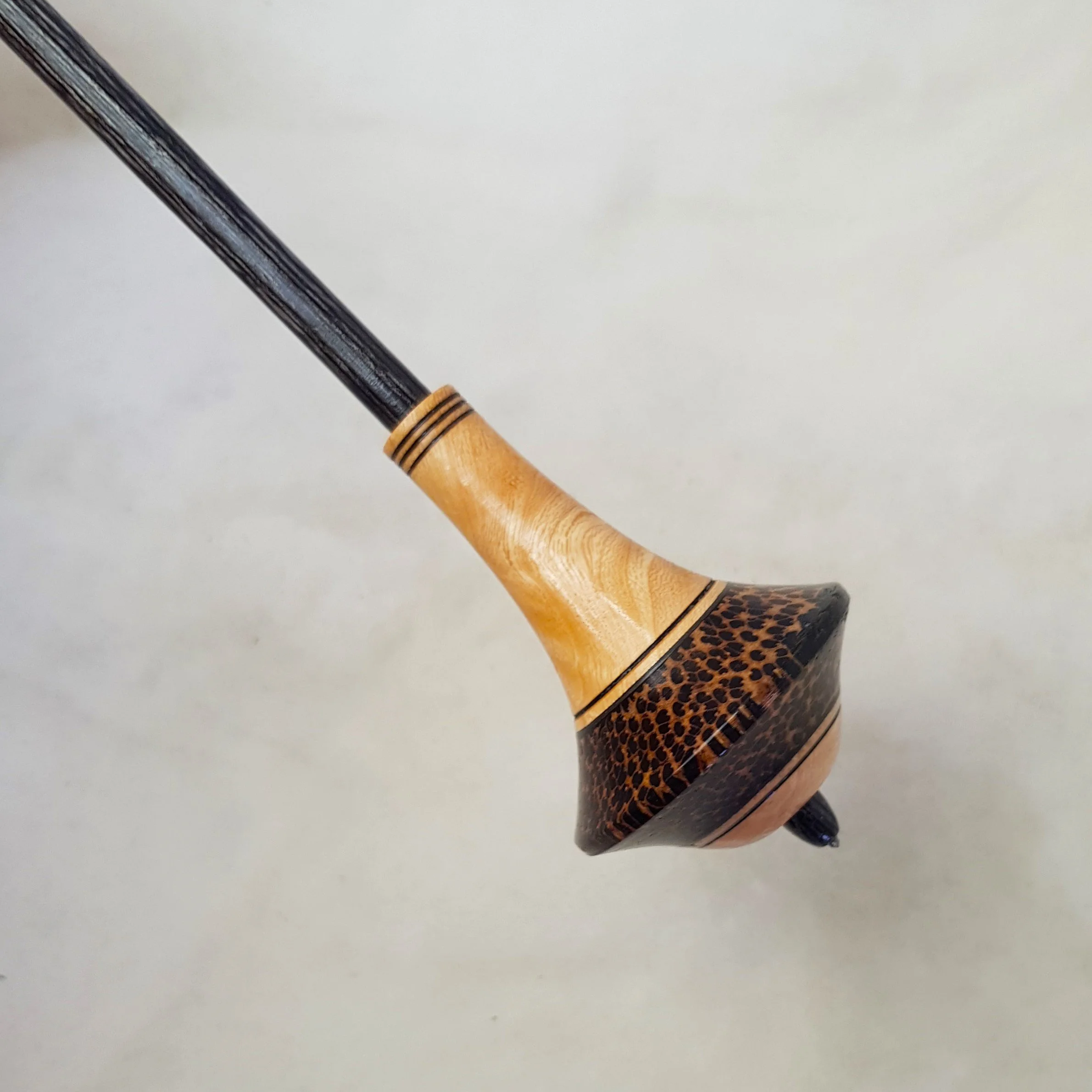 "Ferro" - Limited Edition - Dyavol - Medium Heavy Weight, Titanium tipped supported spindle in Black Palm, Highly Figured Olive Wood, and Frogwood.
