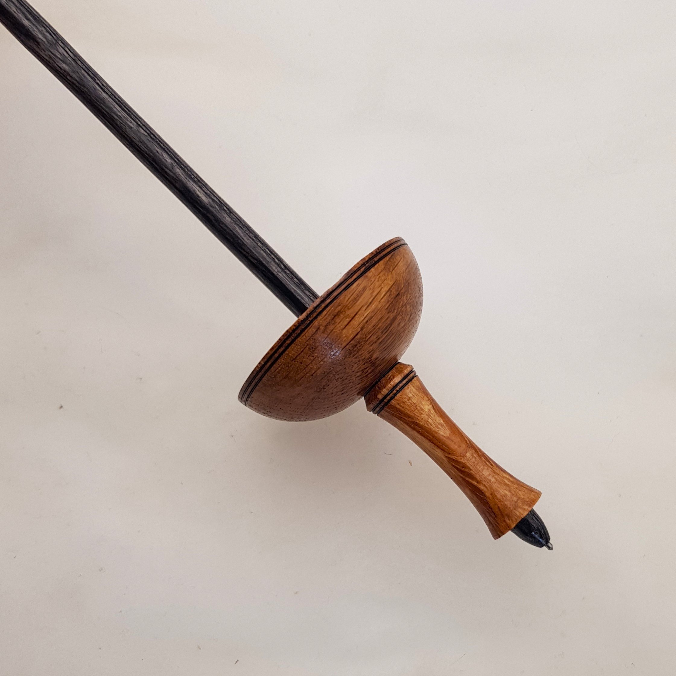 Signature Series - Tibetan - Light Weight Titanium Tipped Supported Spindle in Black Heart Tea Tree, Spalted River Oak, and Frogwood.