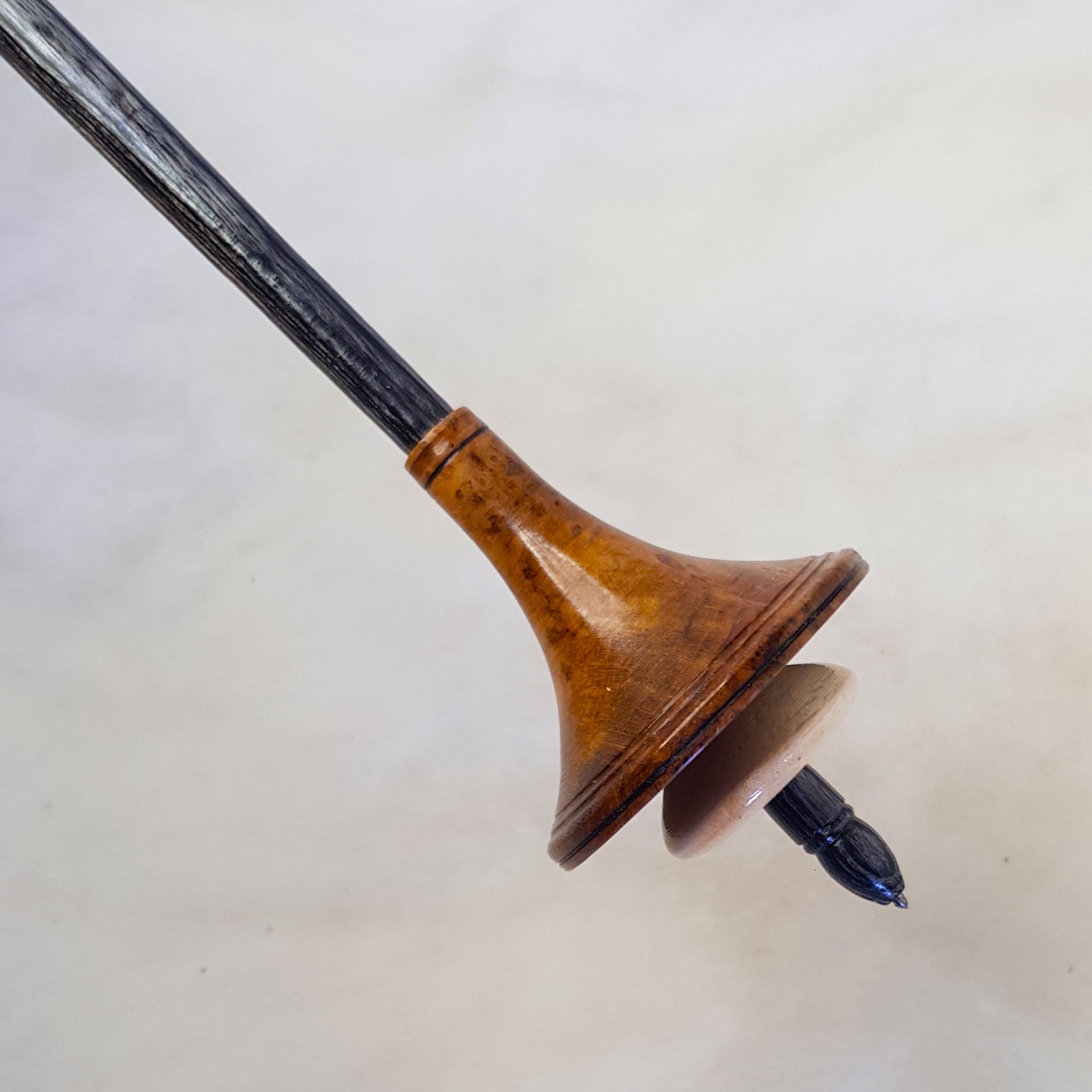 Signature Series - Fungos - Light Weight, Russian style supported spindle in, Highly Figured Teak Burl, Highly Figured Quandong, and Frogwood..