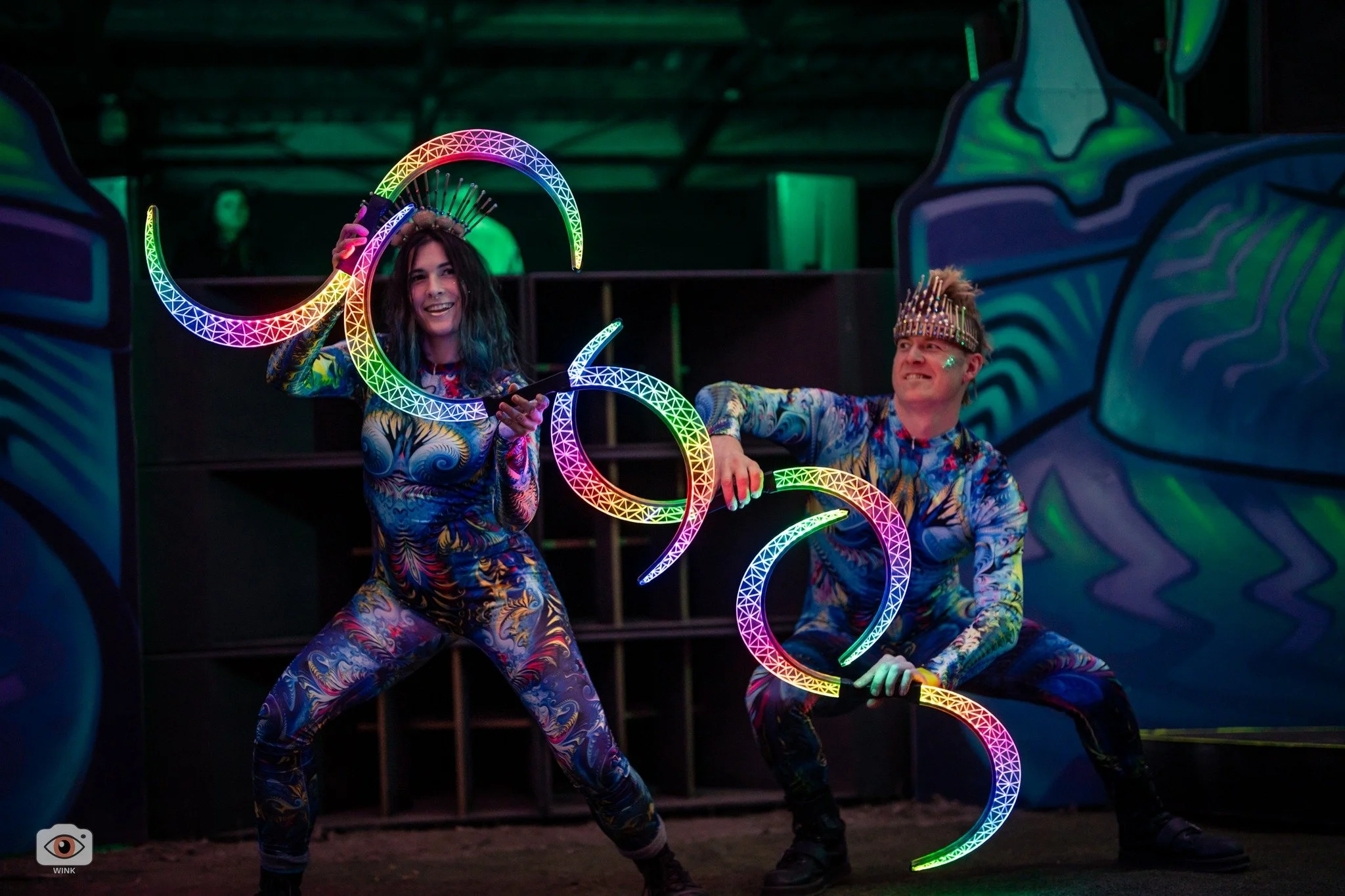 Rich Royale and Azure performing with LEDs as duo act Coral Creatures.