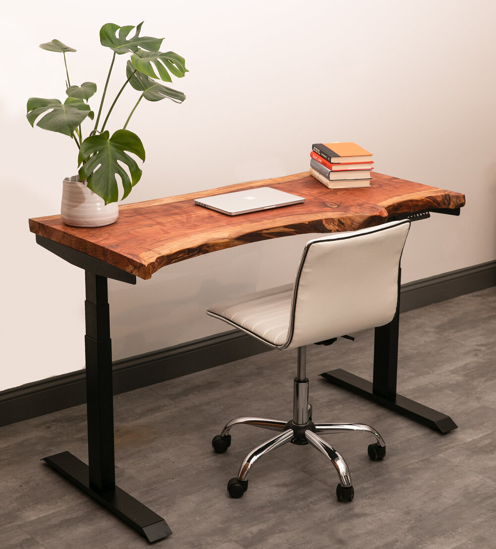 Live-Edge Redwood Adjustable Height Desk