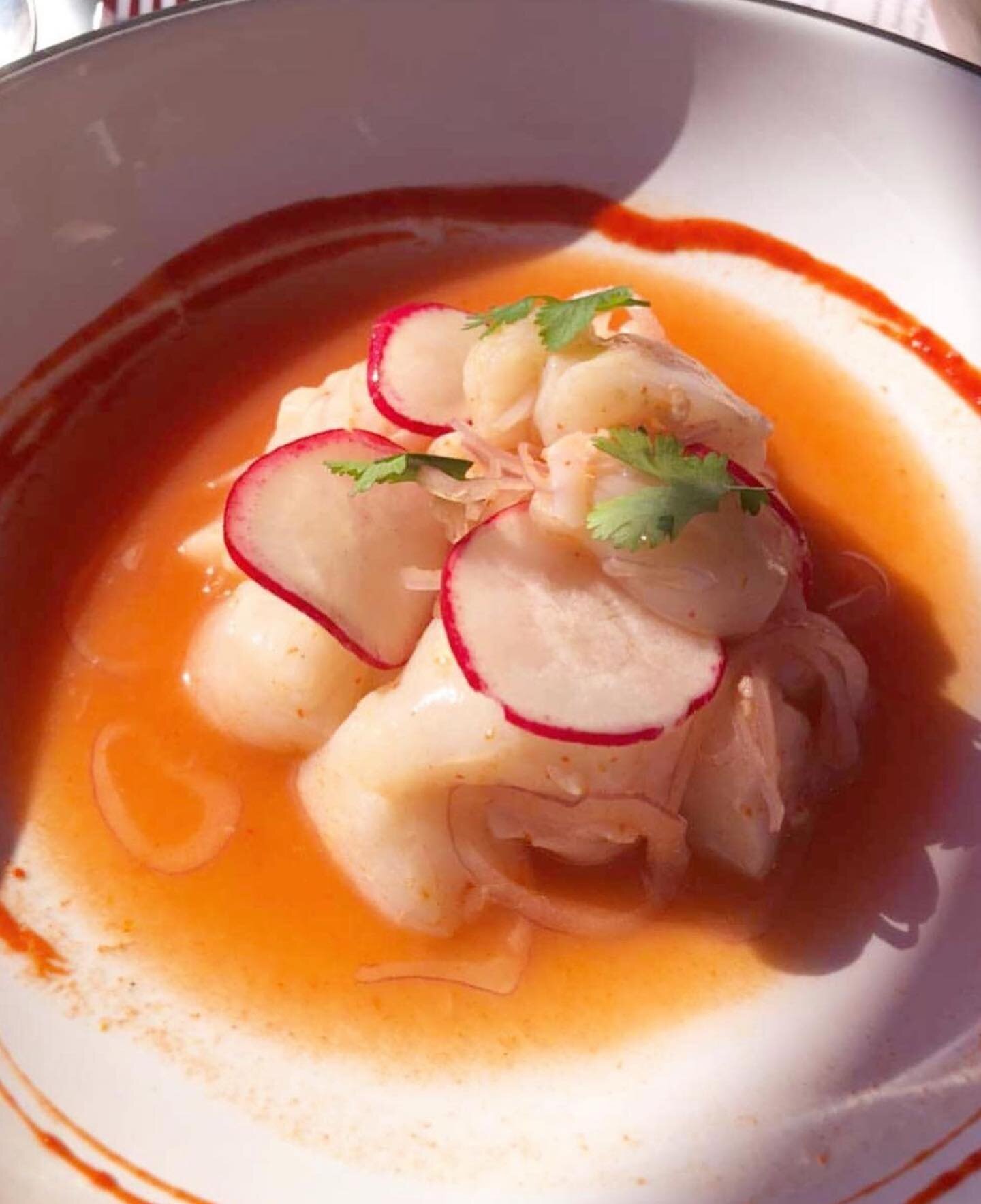Guess what&rsquo;s back? Our Pacific Northwest Ceviche, that&rsquo;s what! Made with octopus, spot prawn, scallops &amp; halibut in a strawberry &amp; kohlrabi gazpacho sauce with Aji panca and lime marinade. Pair with a grapefruit gimlet for the per