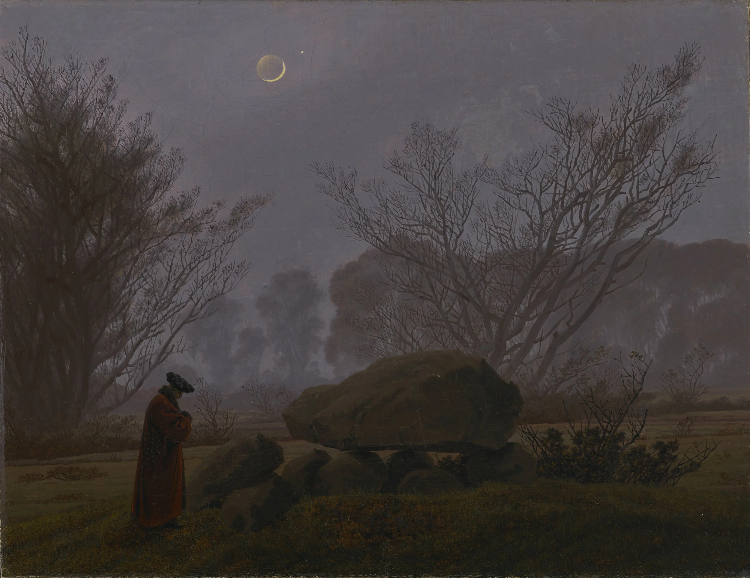 A Walk at DuskCaspar David Friedrich (German, 1774 - 1840)Learn more about this piece.Music pairing: Wolfgang Amadeus Mozart - Requiem, K. 626: Lacrimosa