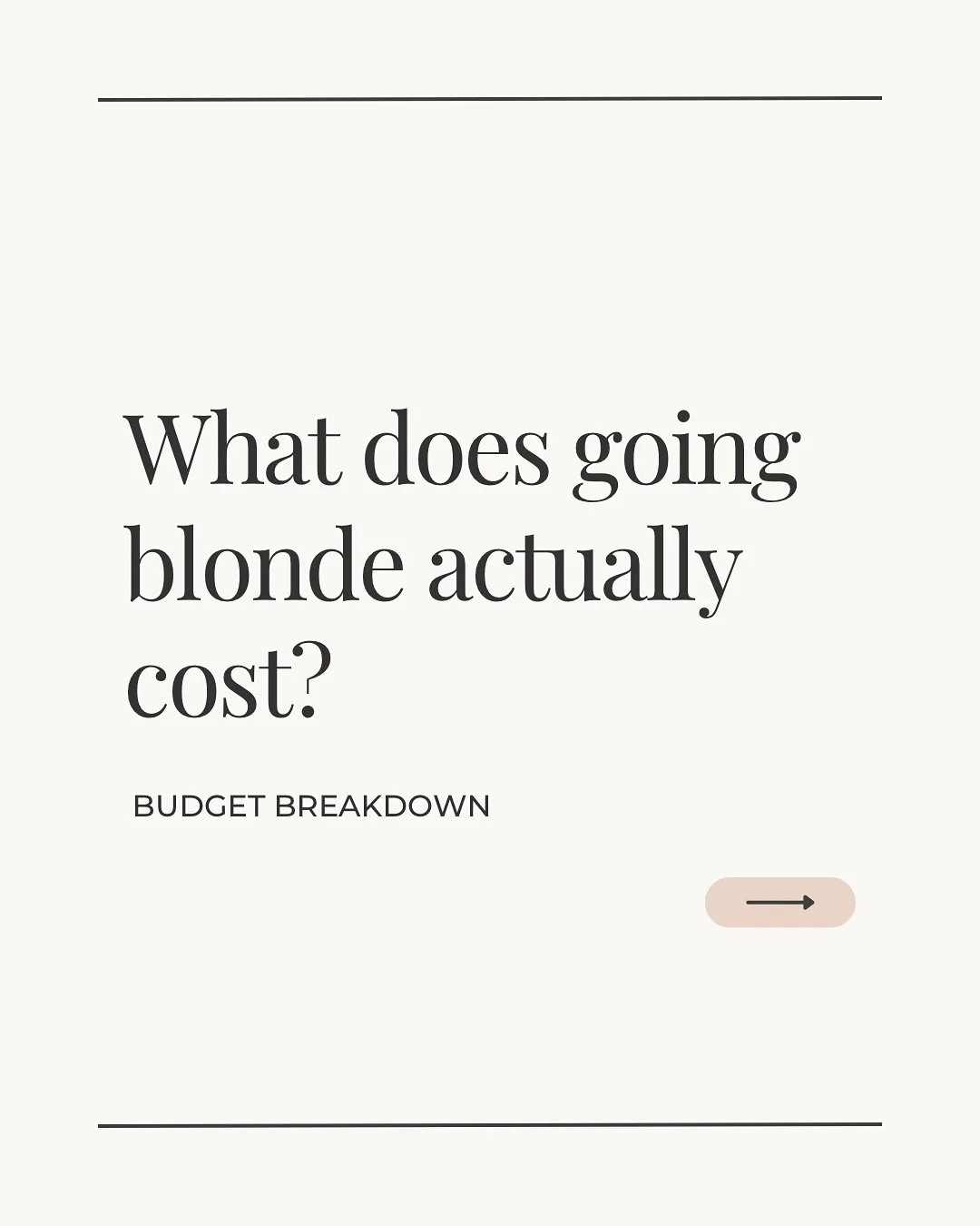 Let&rsquo;s talk real numbers and real maintenance.

When you invest in your blonde, you&rsquo;re paying for more than just the lightening &mdash; you&rsquo;re paying for:
✨ Multiple sessions for safe lift
✨ Toners + glosses to perfect your shade
✨ B