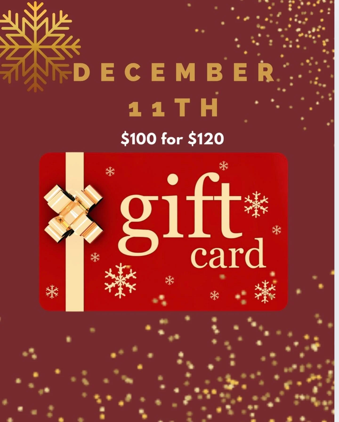 Today only! Buy a gift card&mdash;get $20 back for every $100 spent. 🎄🎅