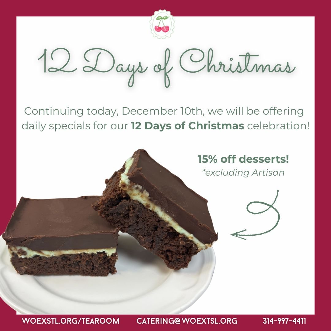 We are continuing our 12 Days of Christmas celebration with 15% off desserts (excluding Artisan desserts &amp; whole pies/cakes) in carryout! Perfect for a little pick-me-up after work before we close at 6:00pm! 

Purchasing items from carryout conti