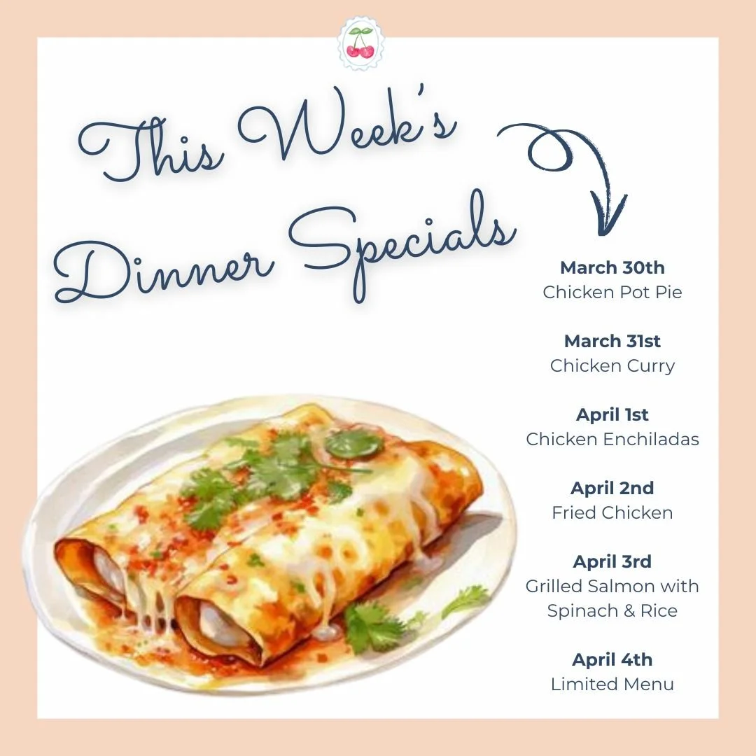 What's for dinner this week? Scroll through our post to view this week's Dinner &amp; Soup Specials! Made fresh in our kitchen, our specials are available daily in carryout! Call 314-997-4411 ext. 115 or 116 for availability. 

A friendly reminder th