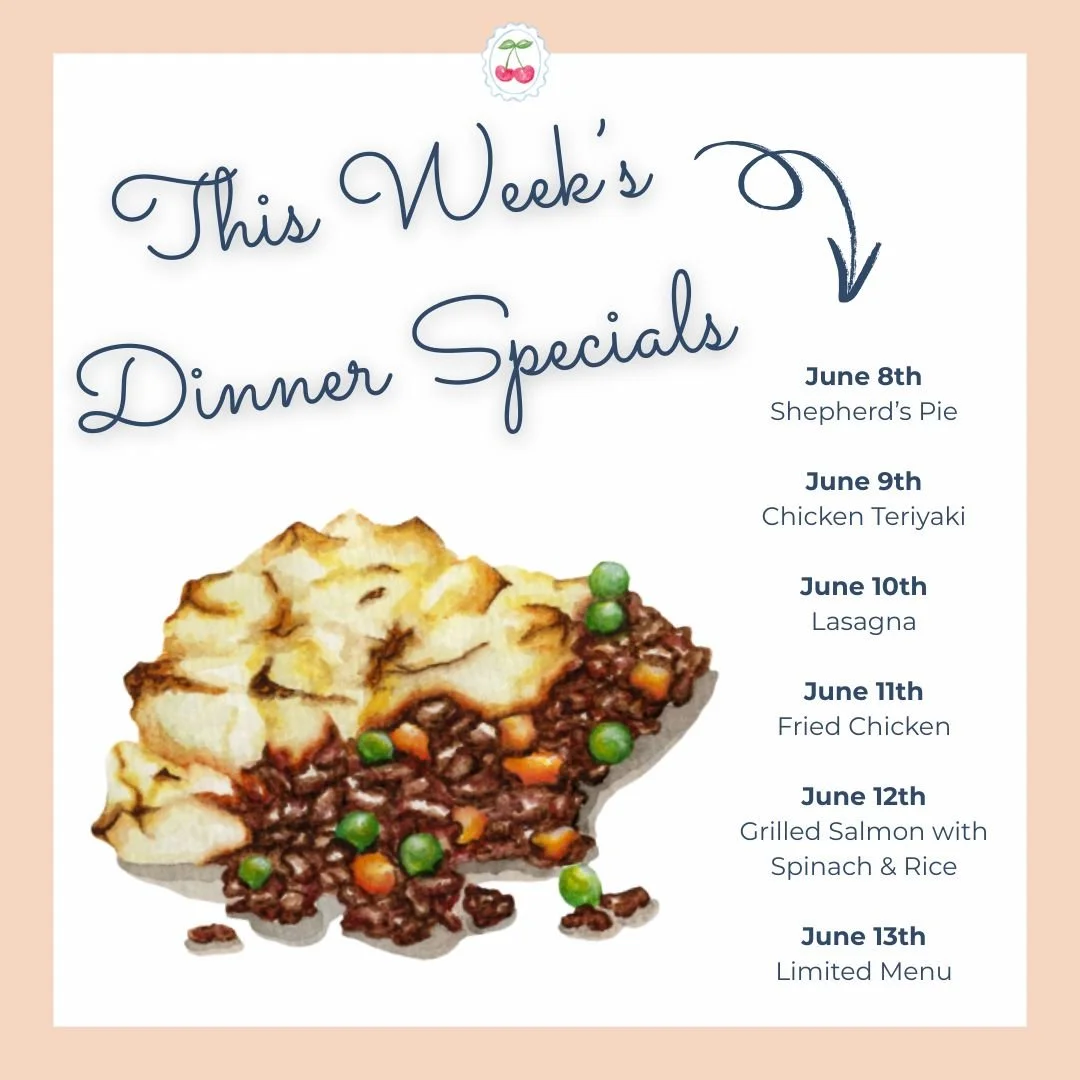 What's for dinner this week? Scroll through our post to view this week's Dinner &amp; Soup Specials! Made fresh in our kitchen, our specials are available daily in carryout! Call 314-997-4411 ext. 115 or 116 for availability. 

A friendly reminder th