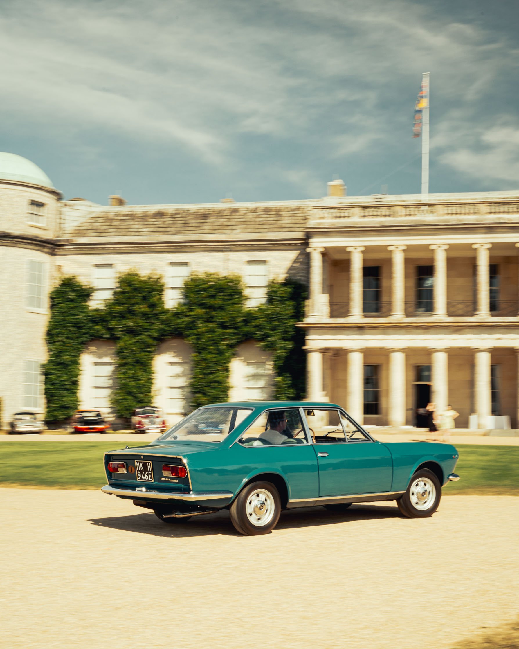 A Fiat 124 Sport Coupé outside the Goodwood House at the Goodwood Road Racing Club GGRC Open Day event.    