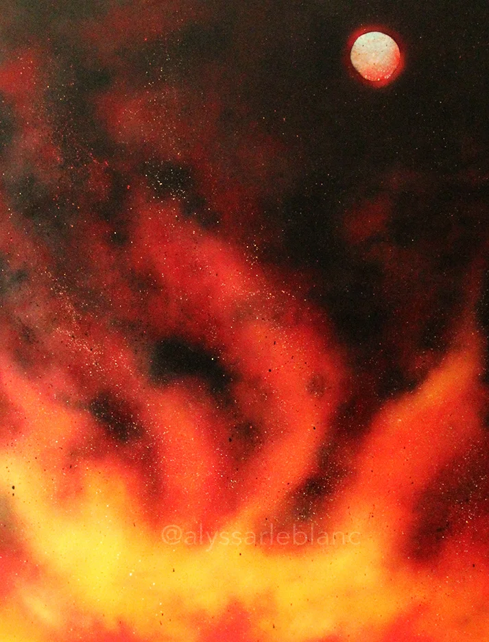 Sometimes I Just Want To Watch the World Burn Spray paint on canvas 48x60”