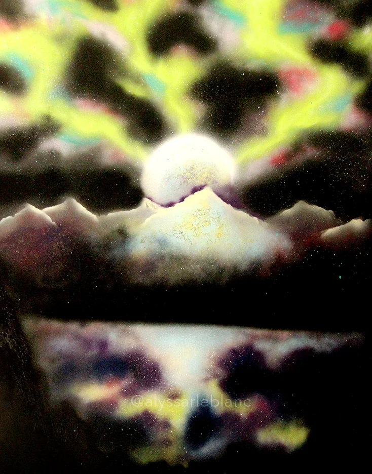 Into the Wilderness I Go; To Lose My Mind and Find My Soul Spray paint on canvas 48x60”