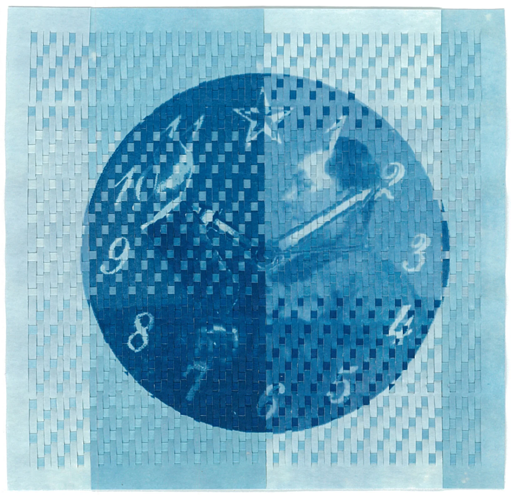 “ Ghost in the Clock(T.Kobayashi) ” Cyanotype, paper 100mm×100mm 2019