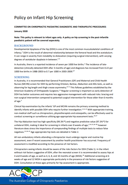 Policy on Infant Hip Screening