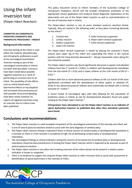 Policy on Infant inversion Test