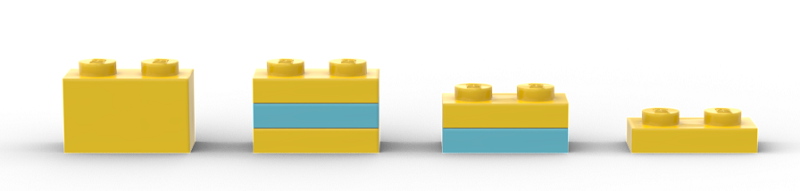 A brick is as tall as three plates.