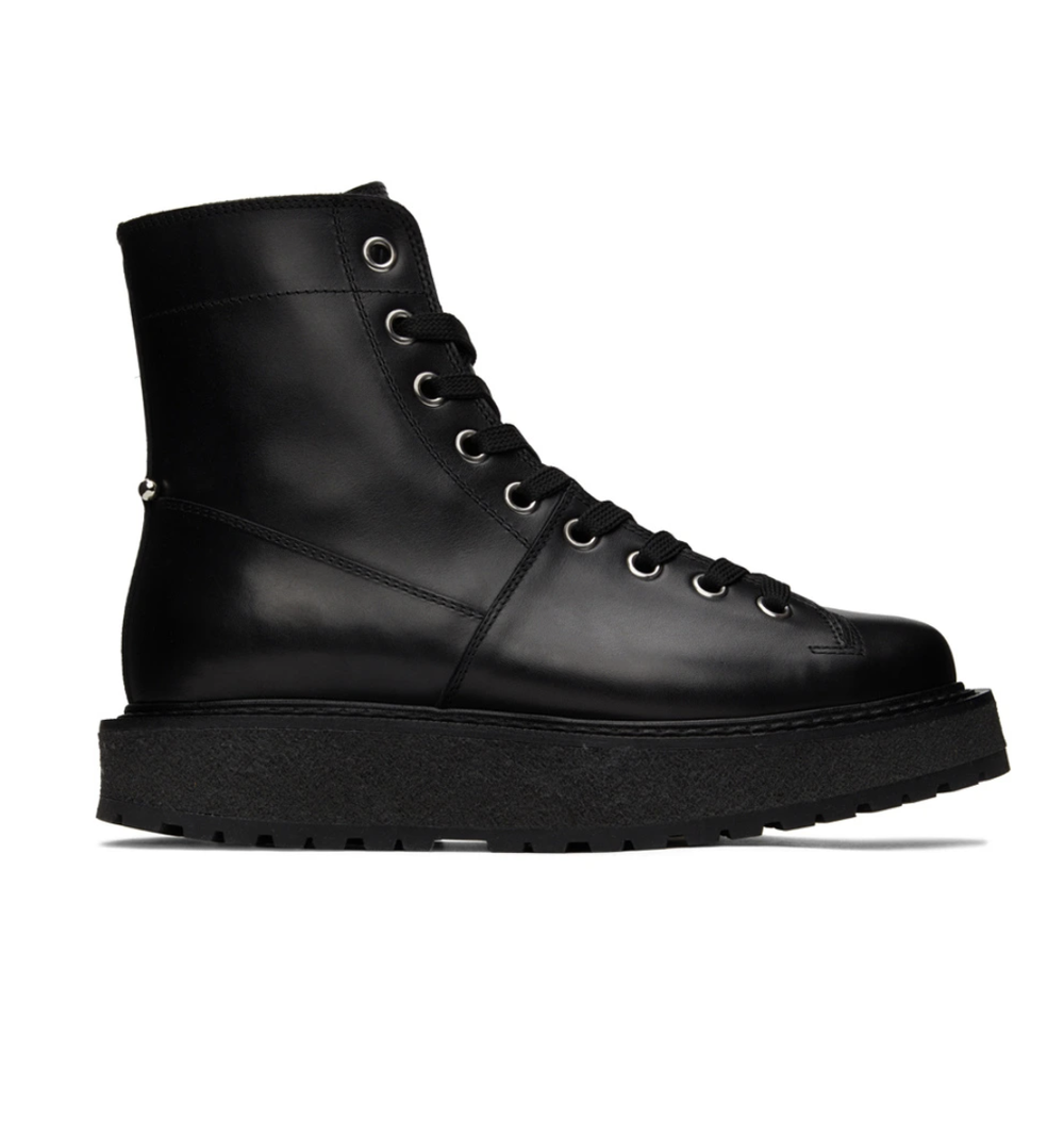 Neil Barret Black Leather Pierced Boots