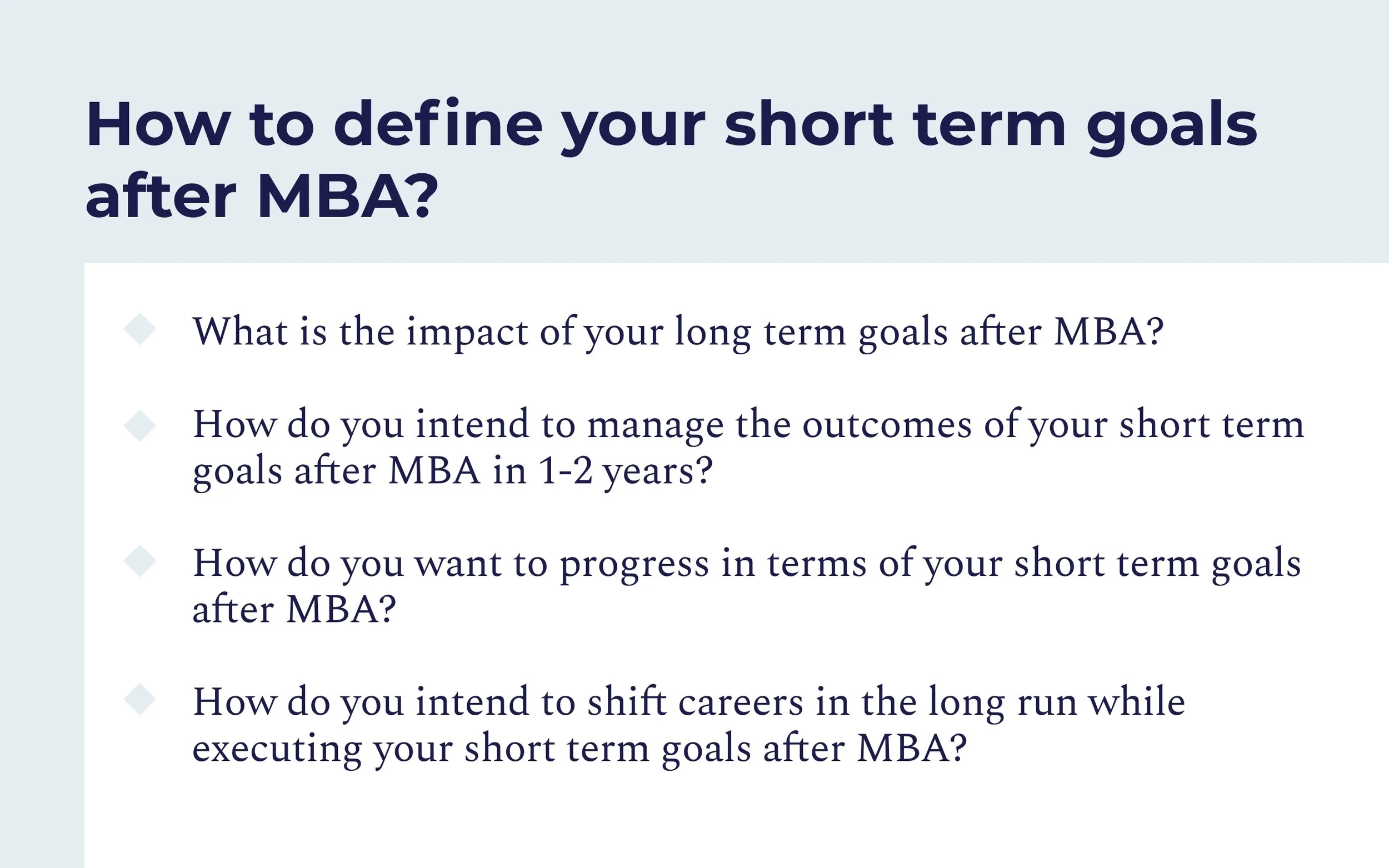 mba essay short and long term goals