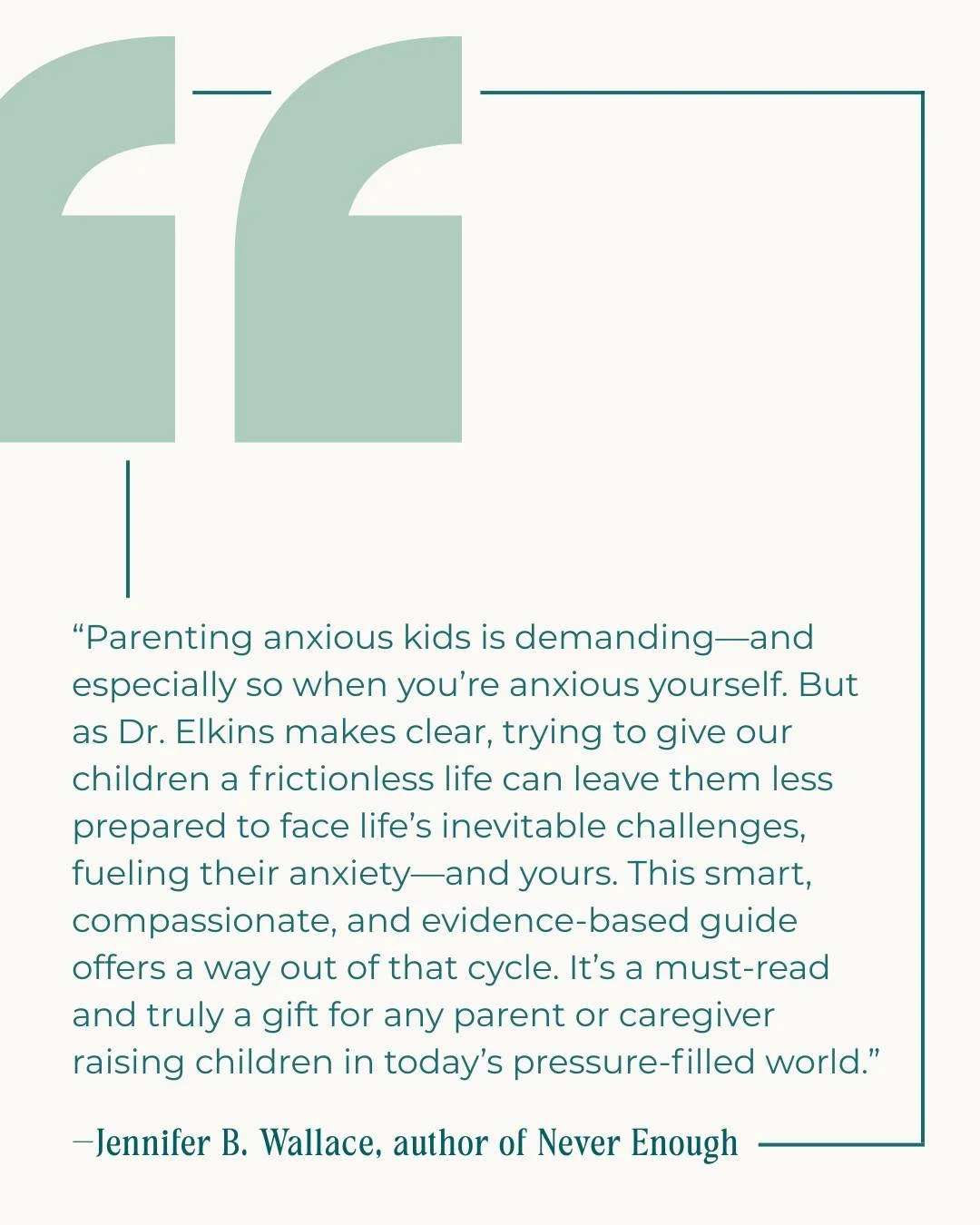 Fan-girl moment over here! 

I&rsquo;m so honored by this generous endorsement from Jennifer B. Wallace, award-winning journalist and author of Never Enough, a powerful look at how achievement culture can become toxic. Jennifer is also the driving fo