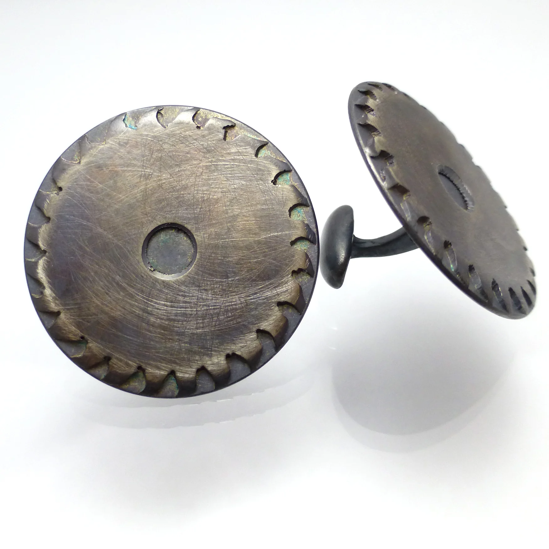 Large Saw Blade Cuff Links in Sterling Silver