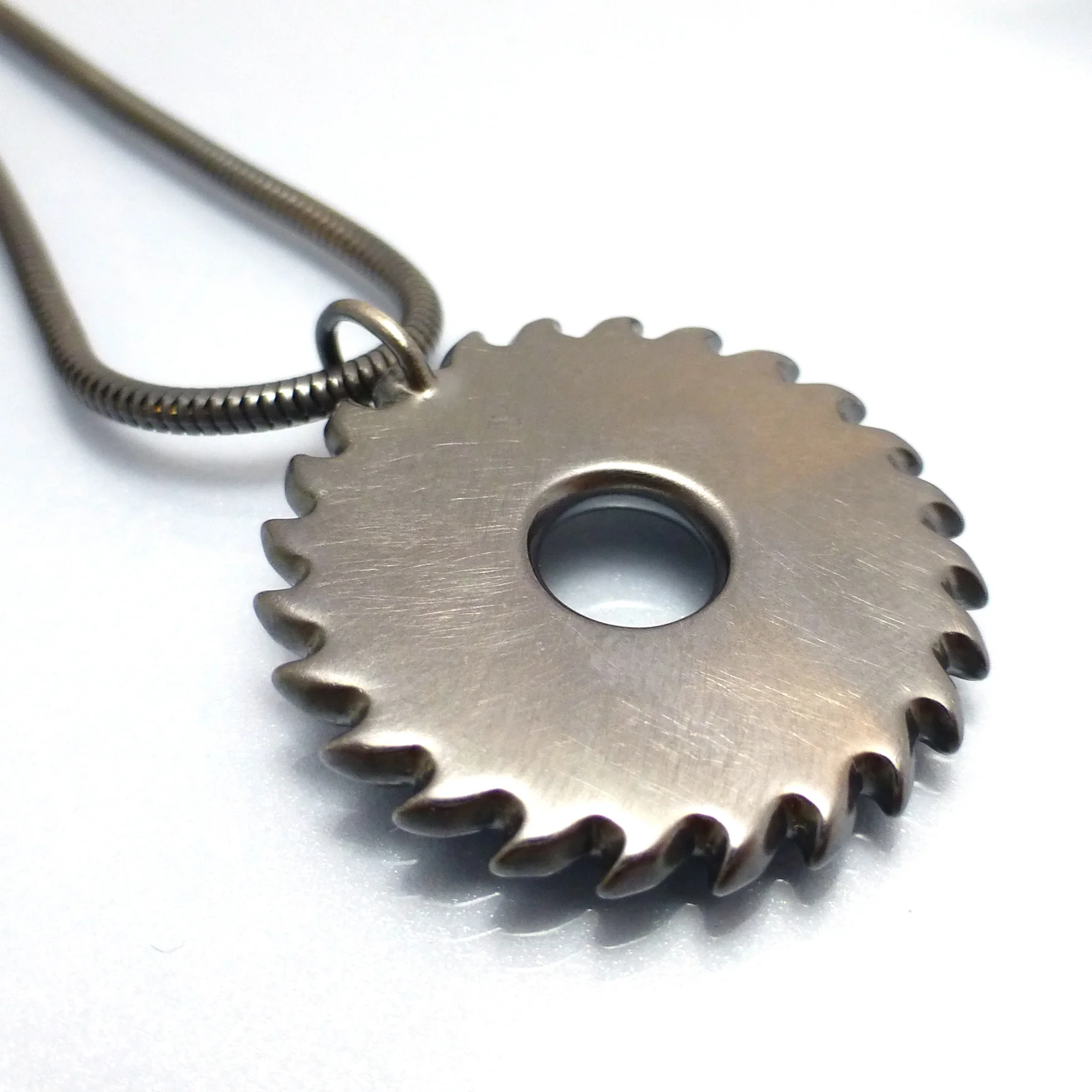 3D Printed Saw Blade Necklace - Sterling Silver