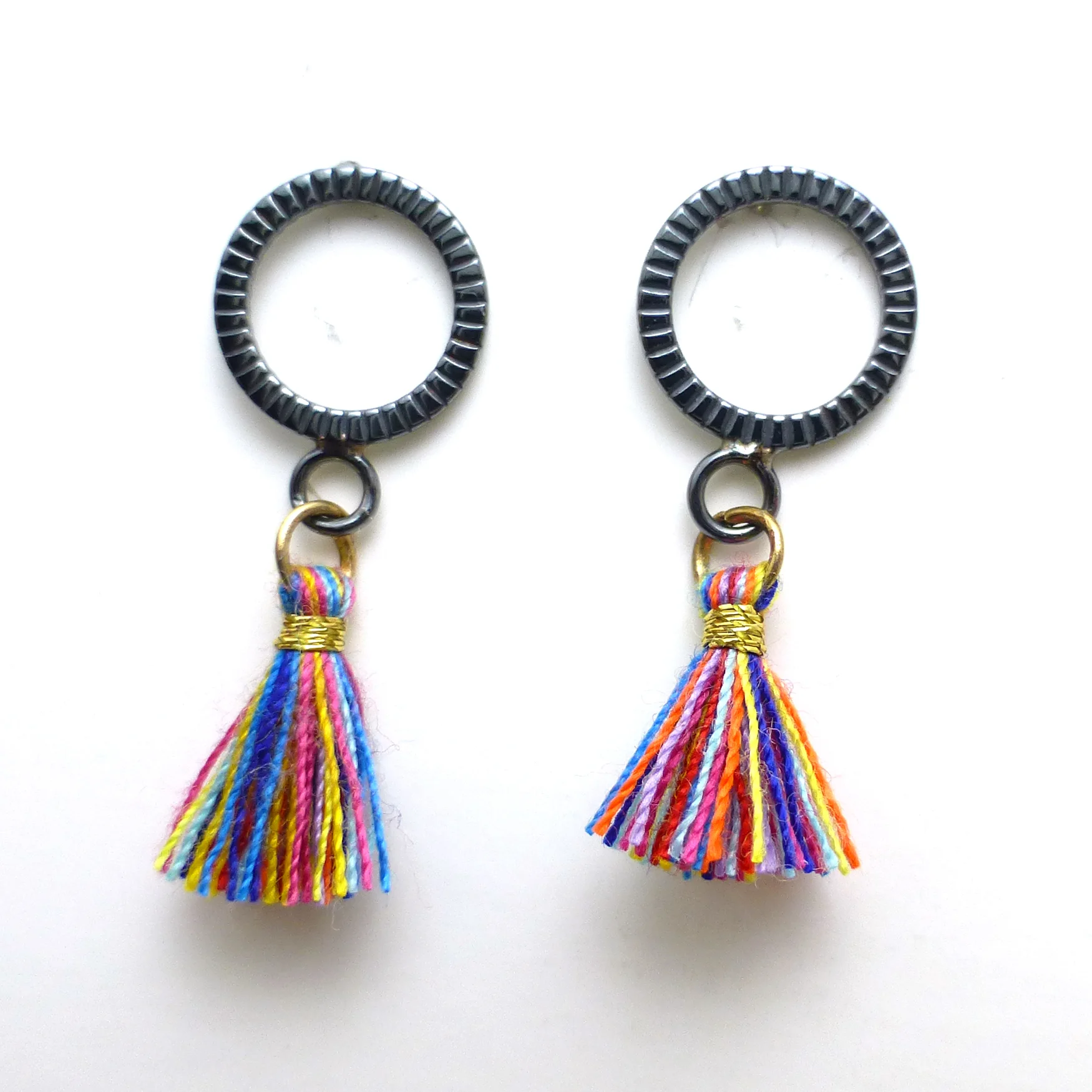 Rainbow Mini Tassle earrings 2.JPG