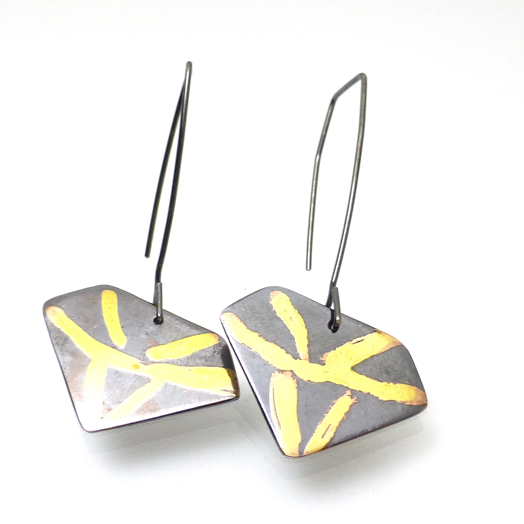 Diamond Earrings with 22kt gold dots