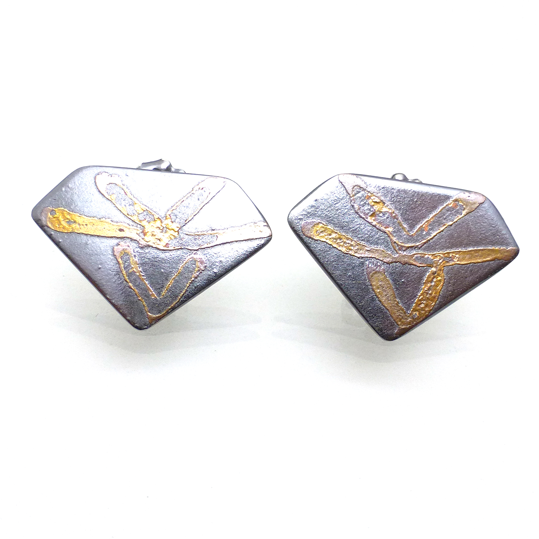 Diamond Earrings with 22kt gold dots