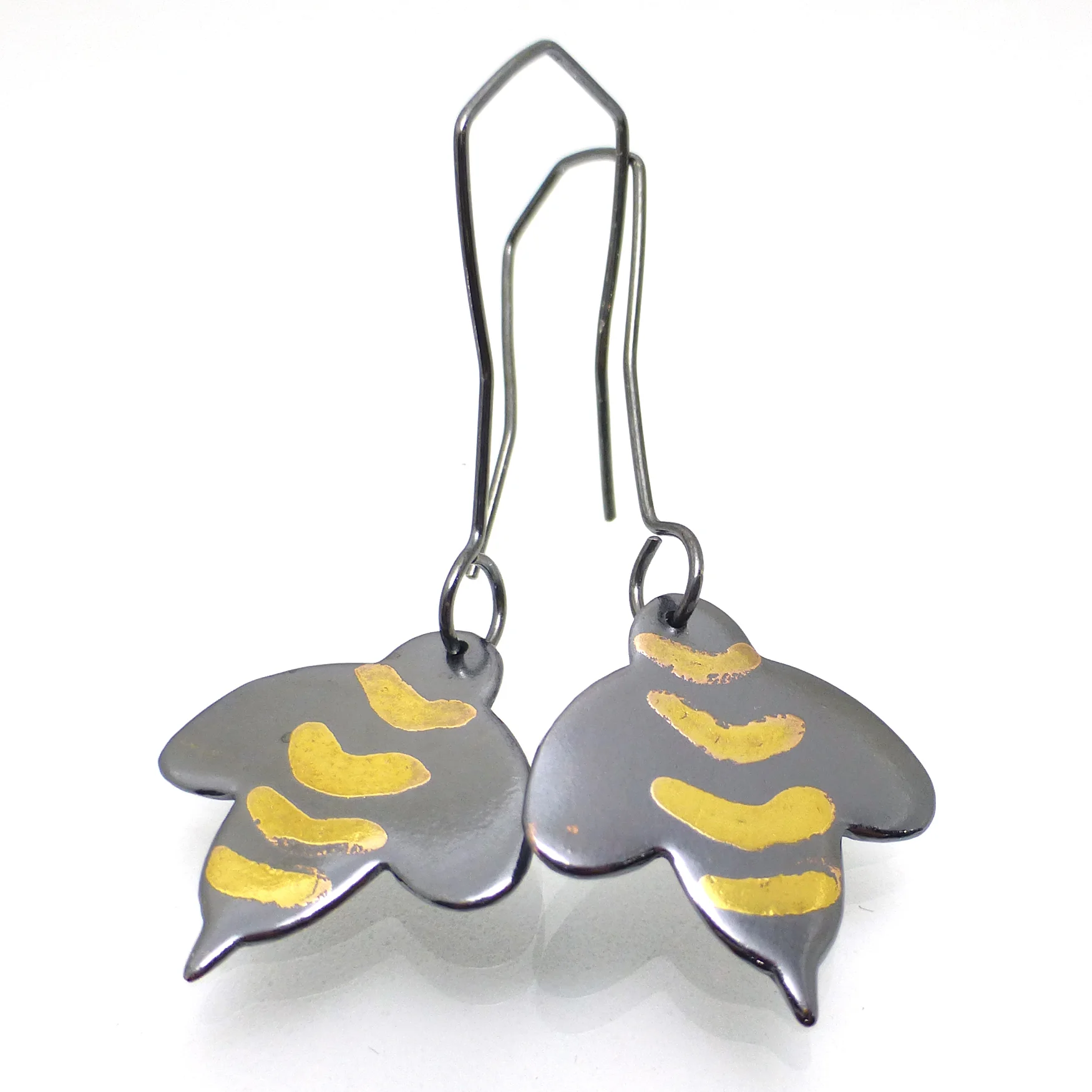 Honey Bee Earrings with 22kt gold dots