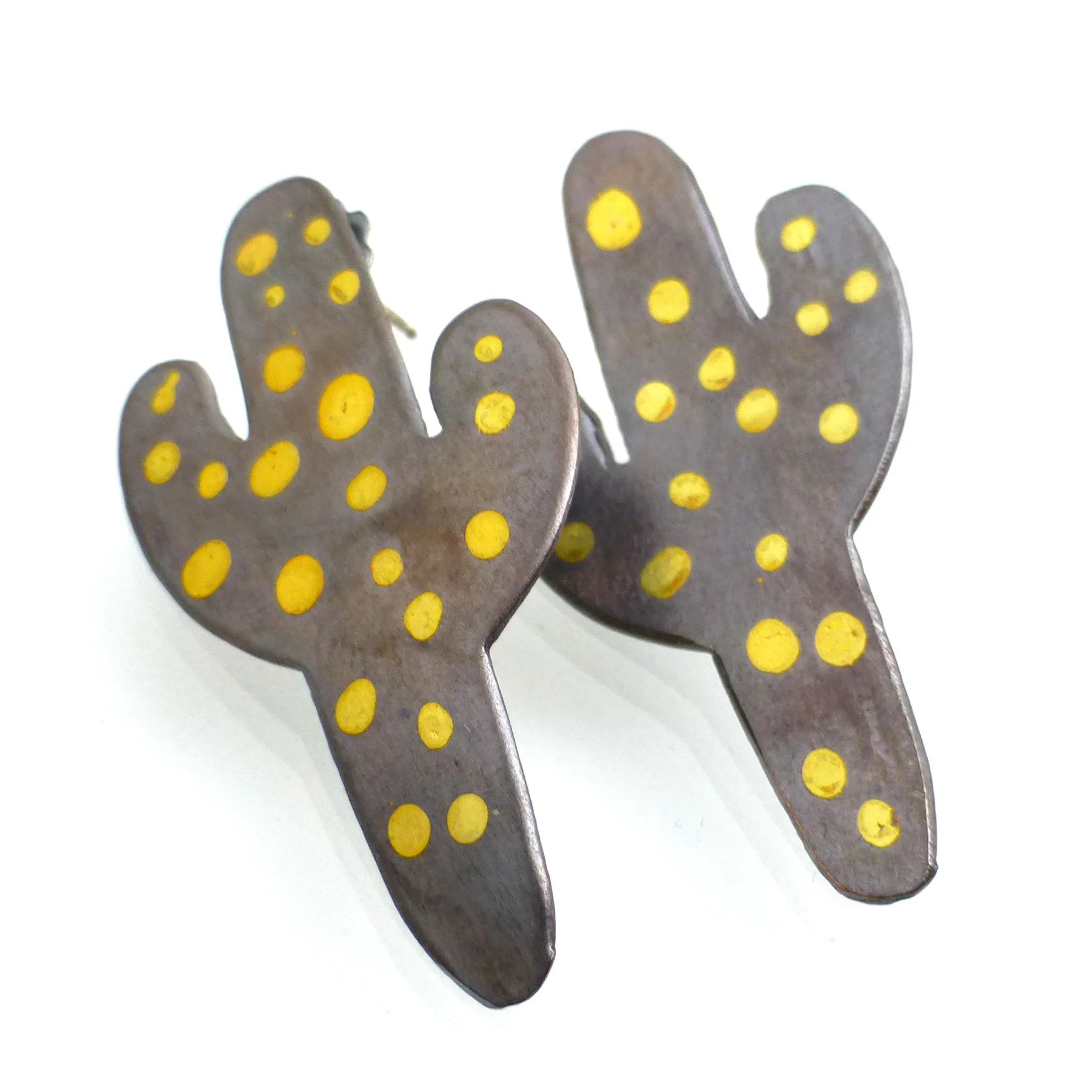 Cactus Earrings with 22kt gold dots