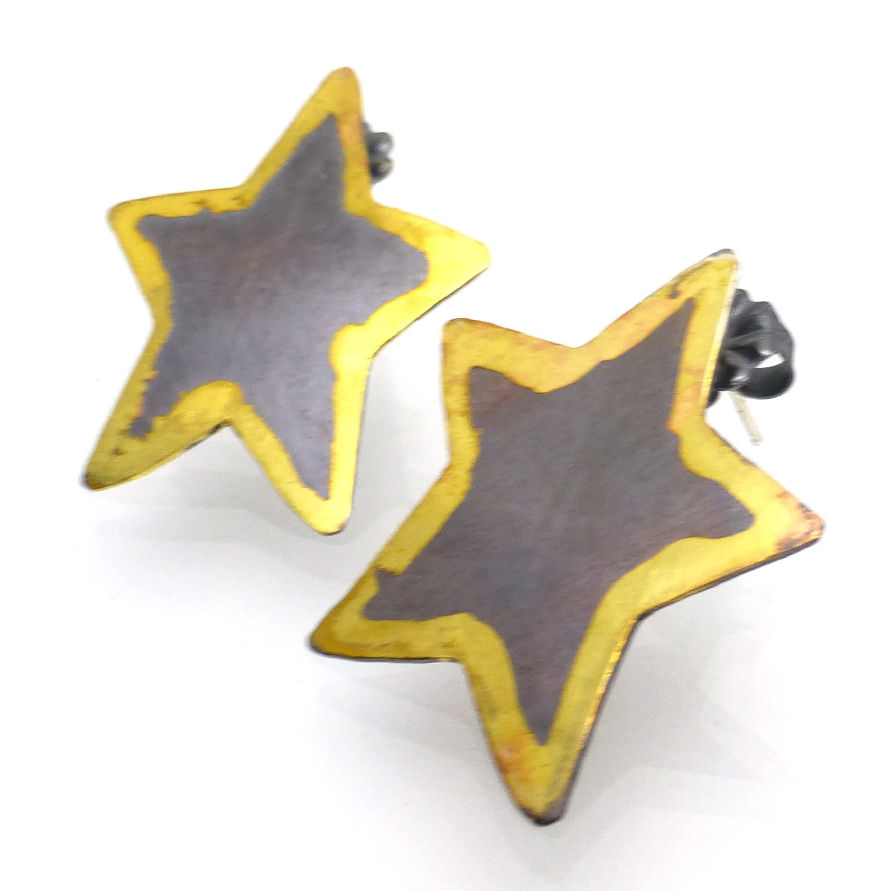 Star Earrings with 22kt gold dots