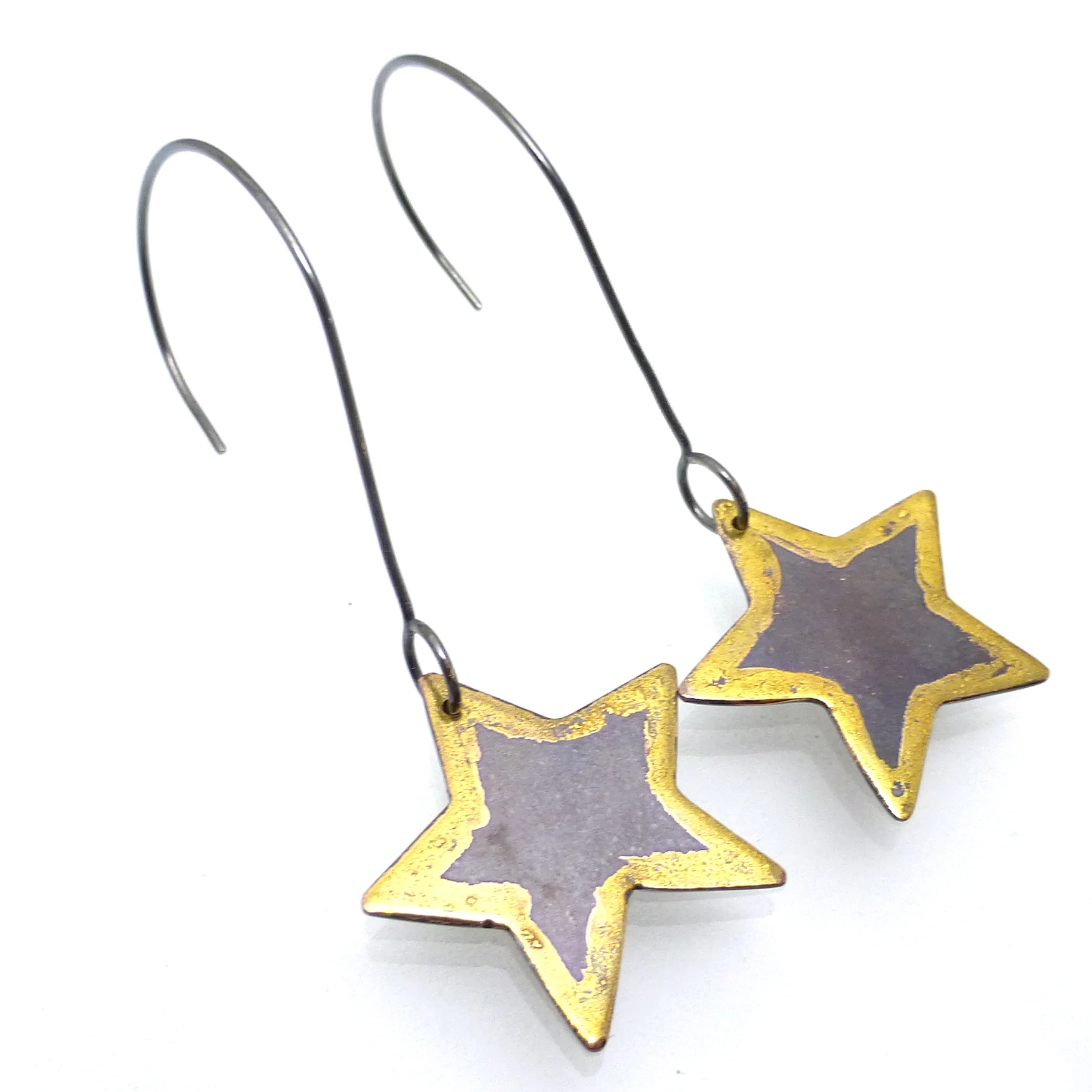 Star Earrings with 22kt gold dots