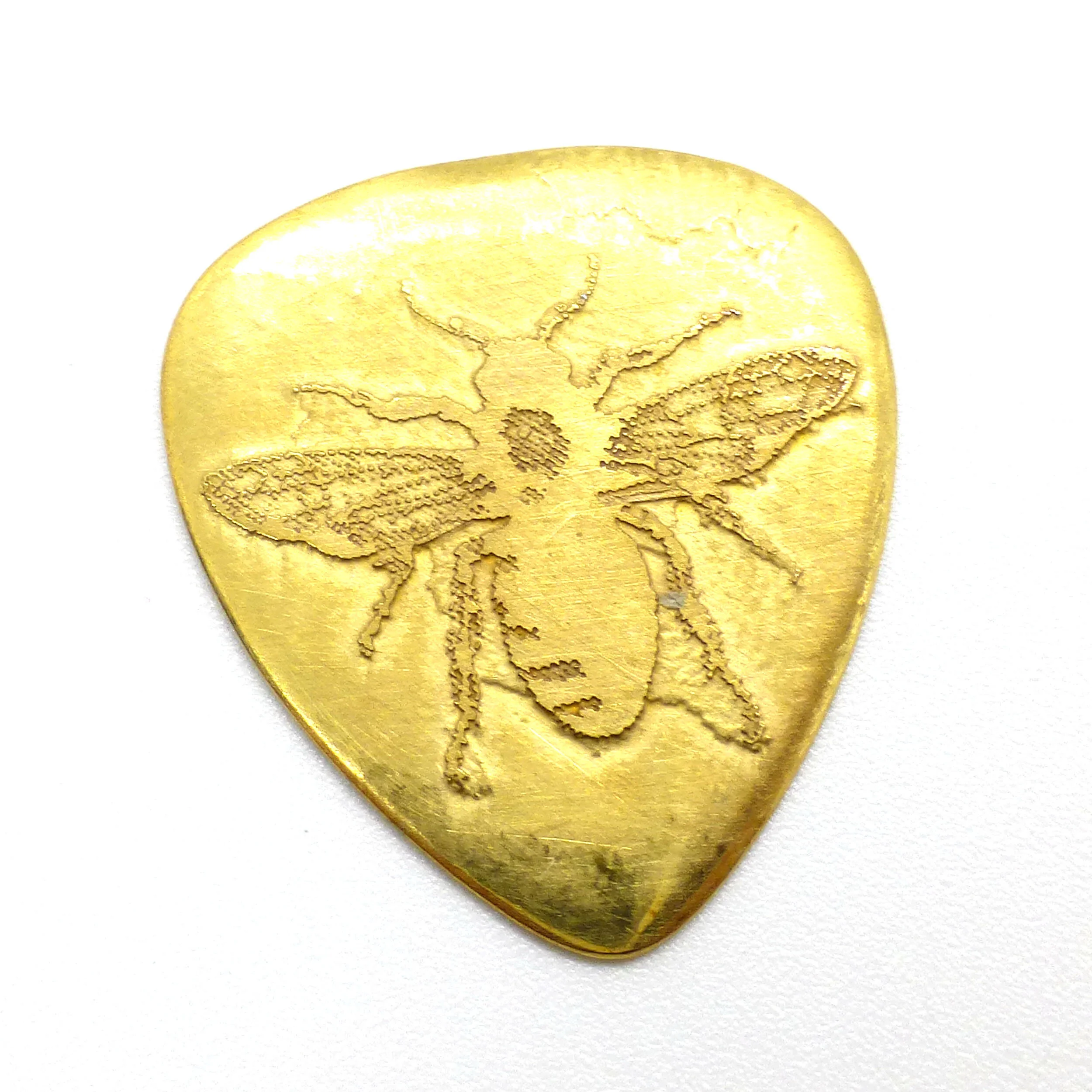 Honey Bee Etched Brass Guitar Pick