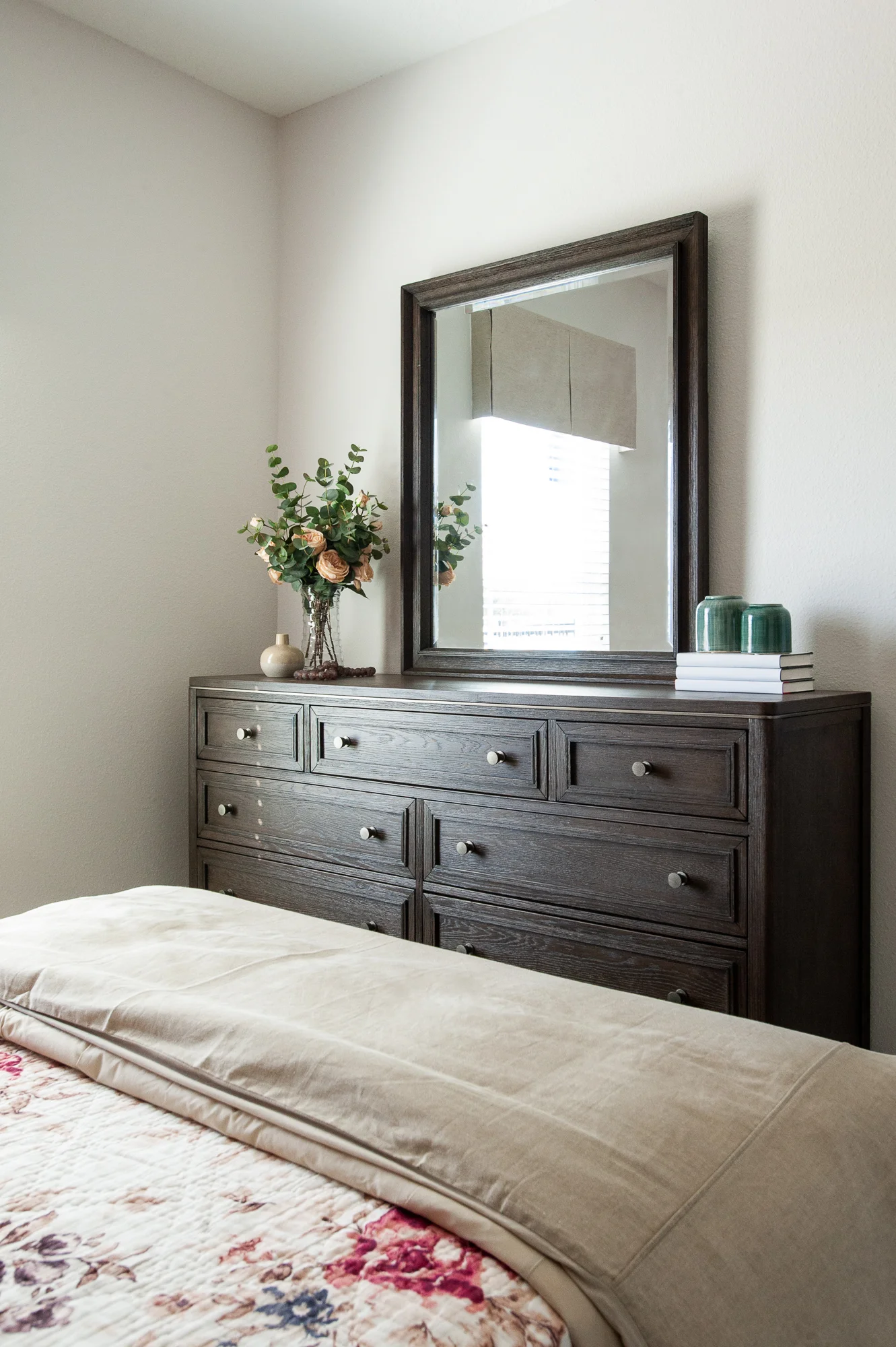 Micamy_Interior Designer_Design_Interior_Model_Merchandising_Guest Bedroom_Accent Wall_Uttemrost_UniversalFurniture_Schumacher_AmityBedding_Dresser_Blog.jpg