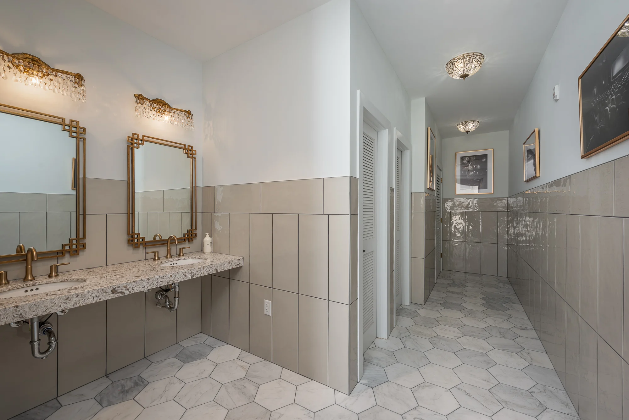 Micamy Design Studio_Interior Design_Clay Theatre_Event Space_Venue_Wedding_Art Deco_Modern_Marble Tile_Decorative Tile_Bathroom_Hexagon_Cambria_Sconce.jpg