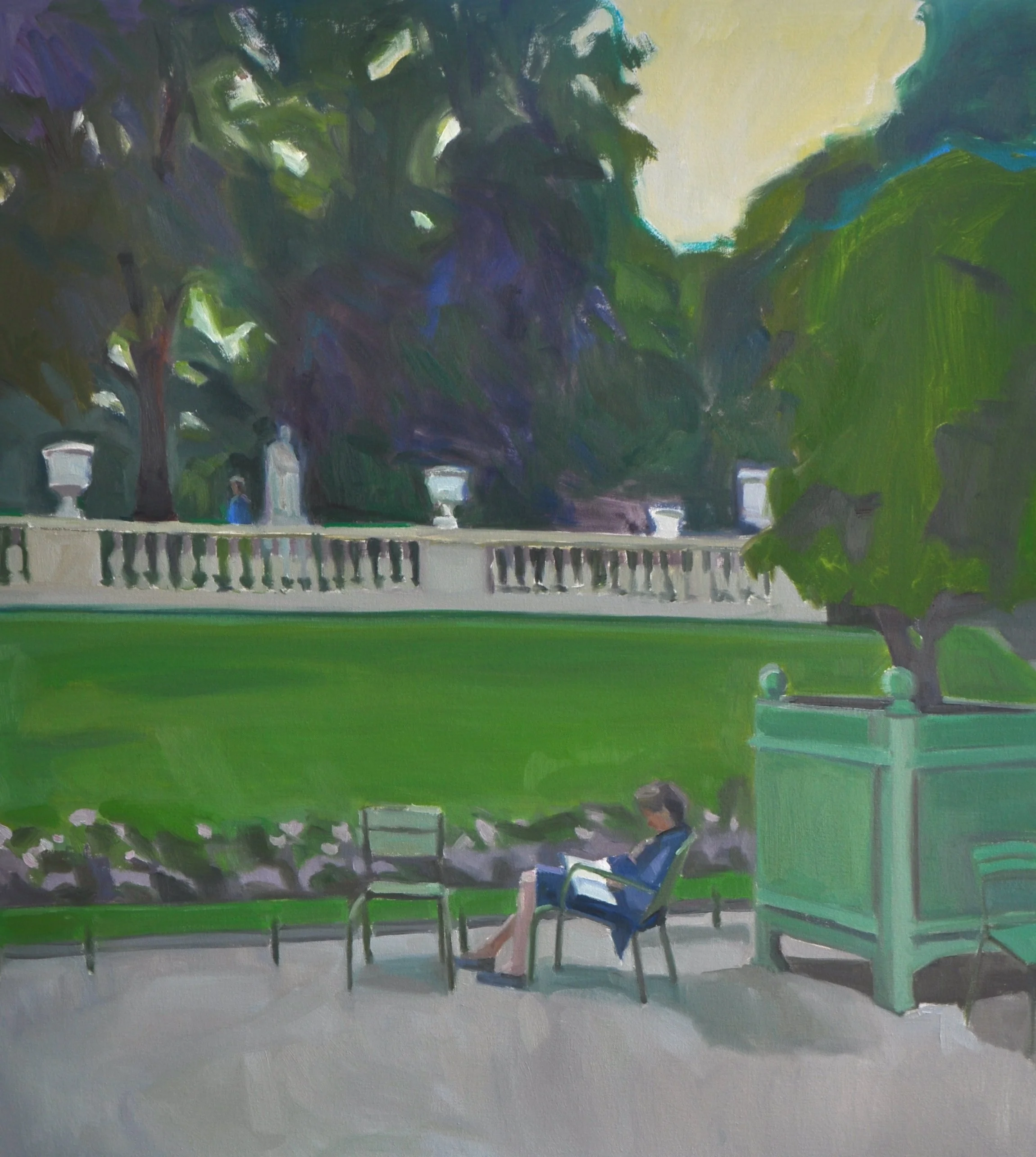 SOLD Luxembourg Gardens, acrylic on canvas, 33 x 30 inches